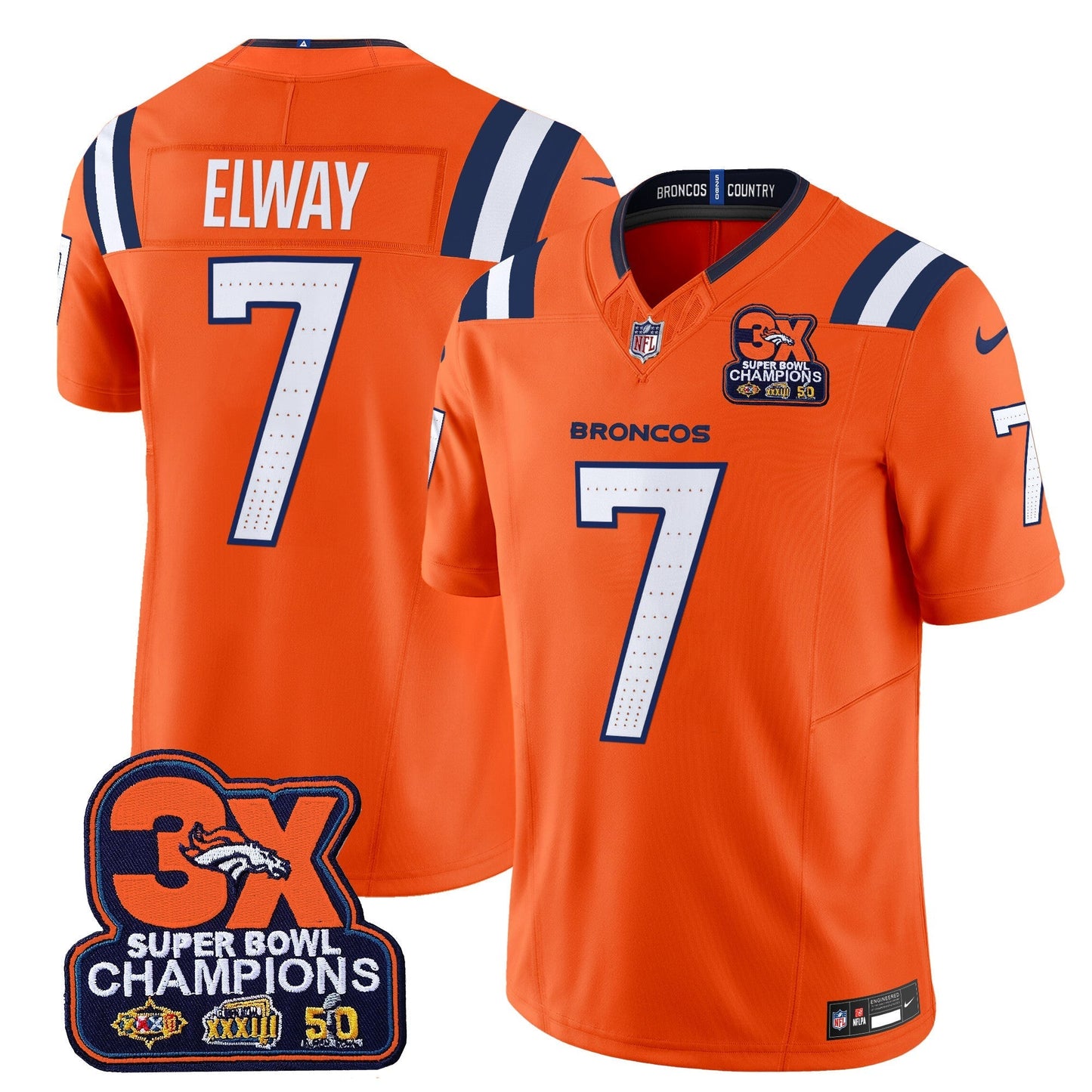 DEN 3-Time Champions Patch Vapor Limited Jersey V2 - All Stitched