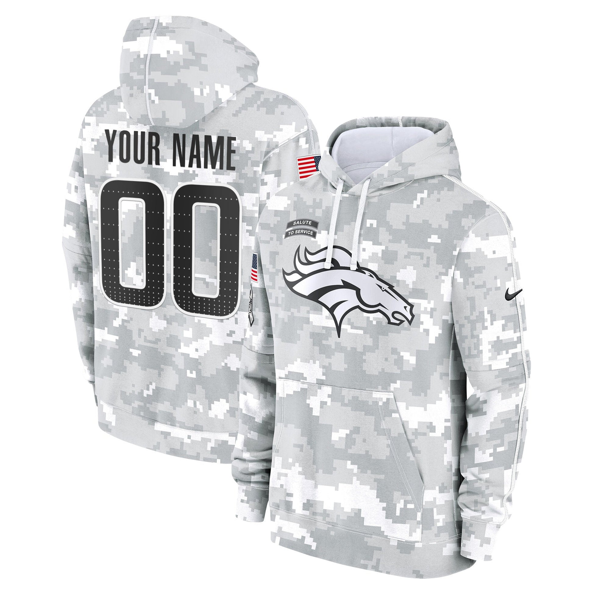 Denver Broncos 2024 Salute to Service Custom Fleece Pullover Hoodie