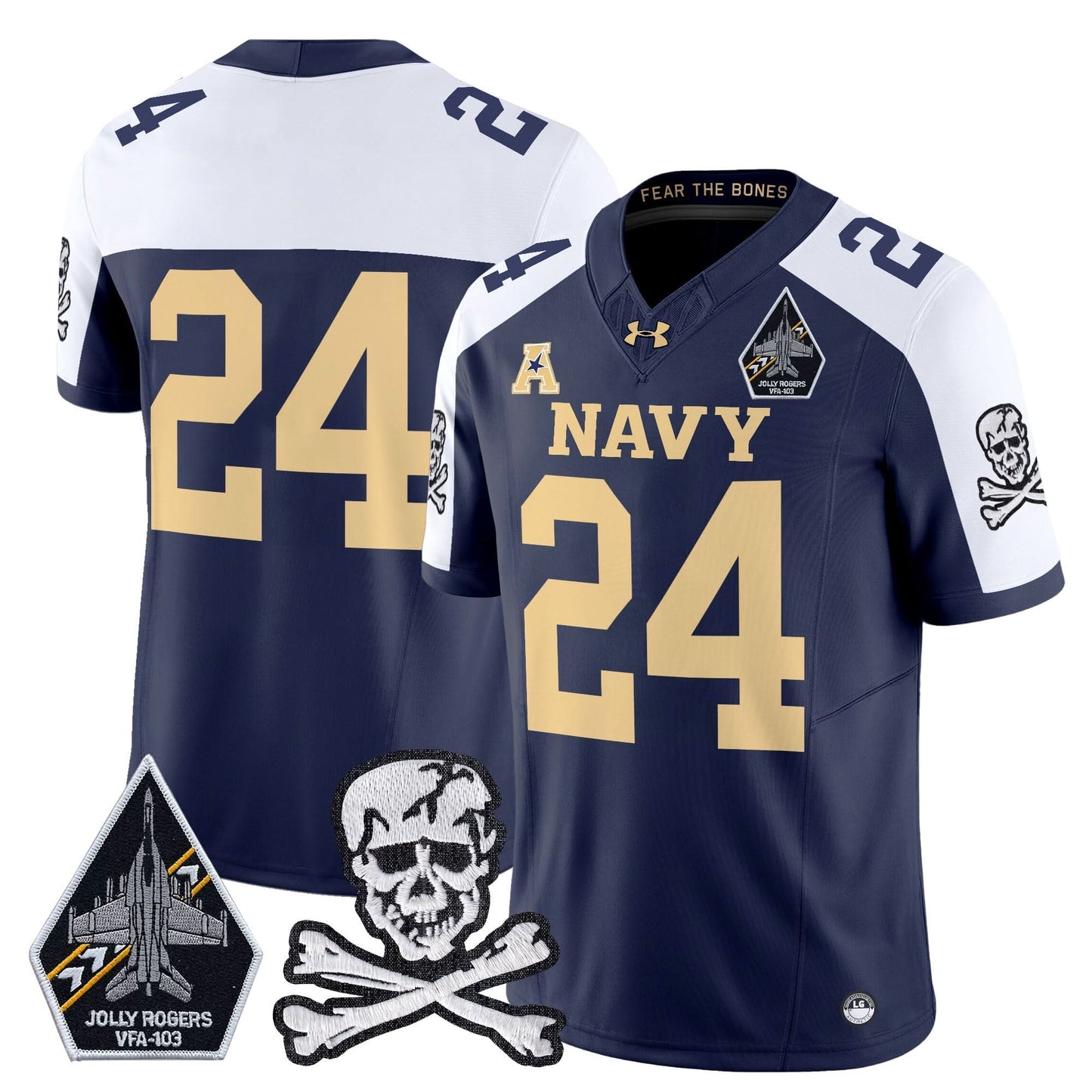 Navy Midshipmen 2024 Vapor Limited Jersey V3 - All Stitched