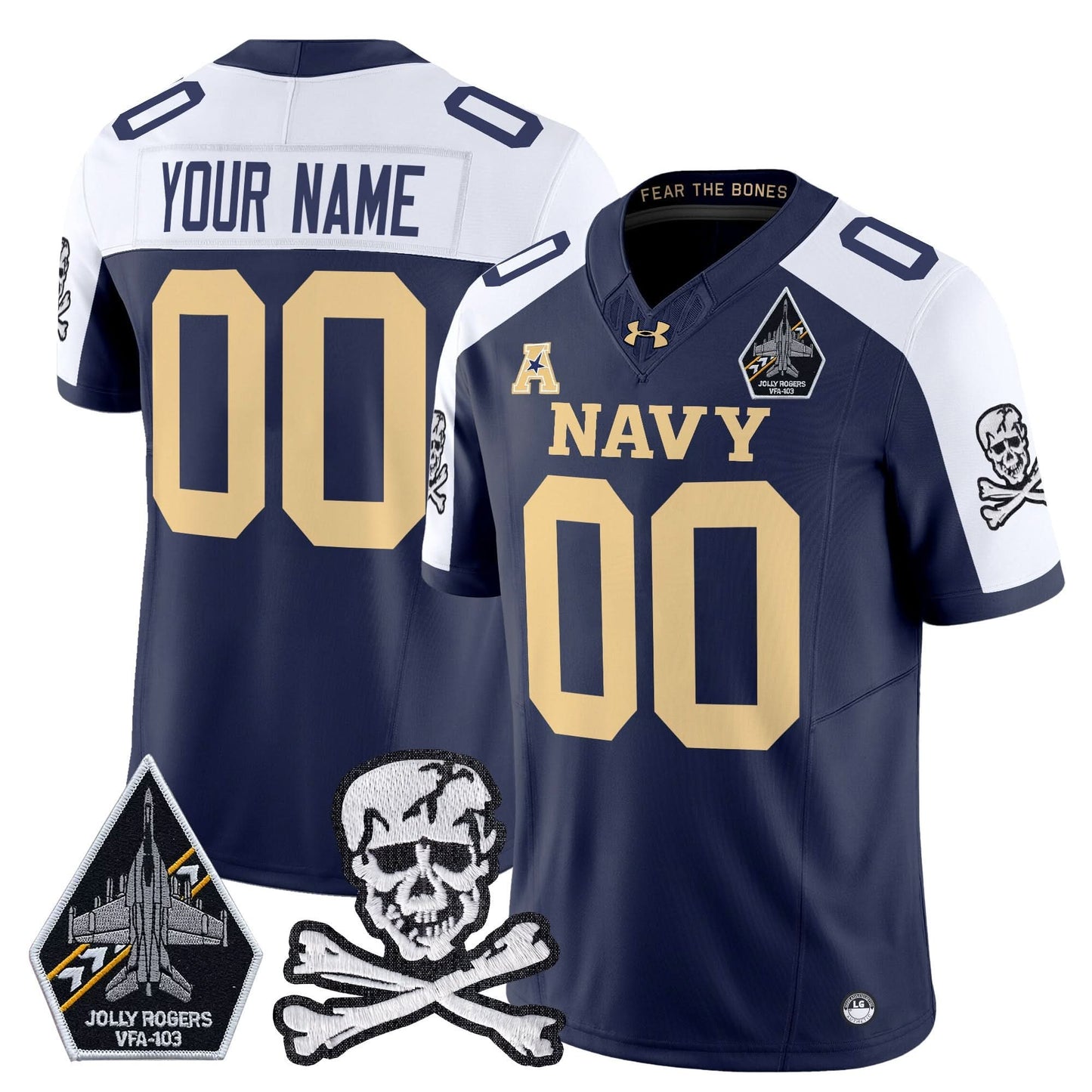 Navy Midshipmen 2024 Vapor Limited Custom Jersey V3 - All Stitched