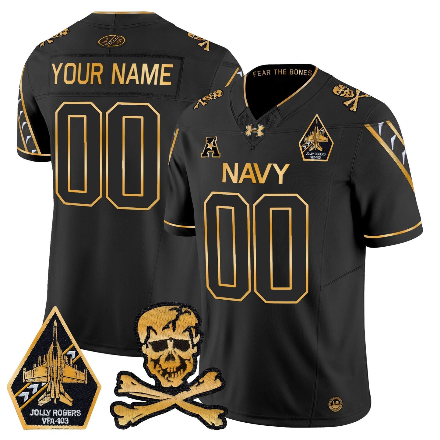 Navy Midshipmen 2024 Gold Vapor Limited Custom Jersey - All Stitched