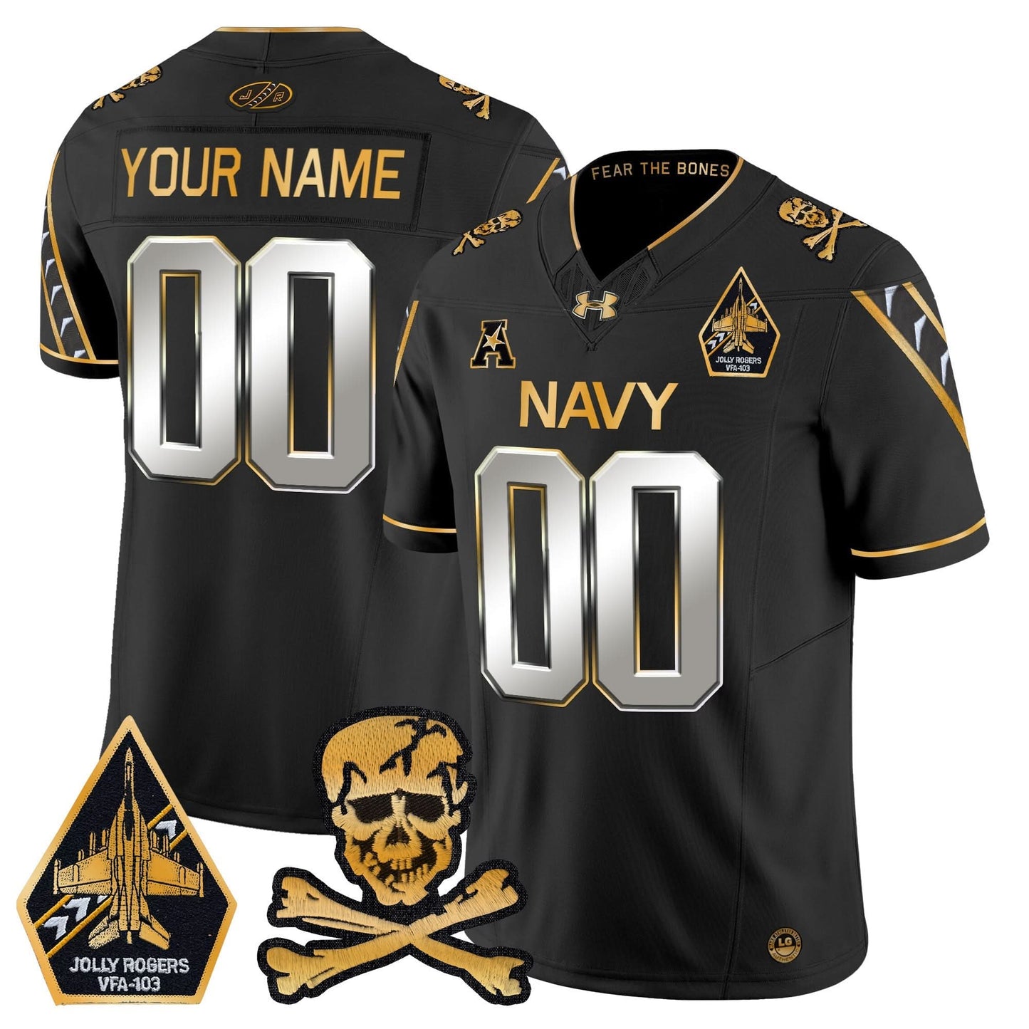 Navy Midshipmen 2024 Gold Vapor Limited Custom Jersey - All Stitched
