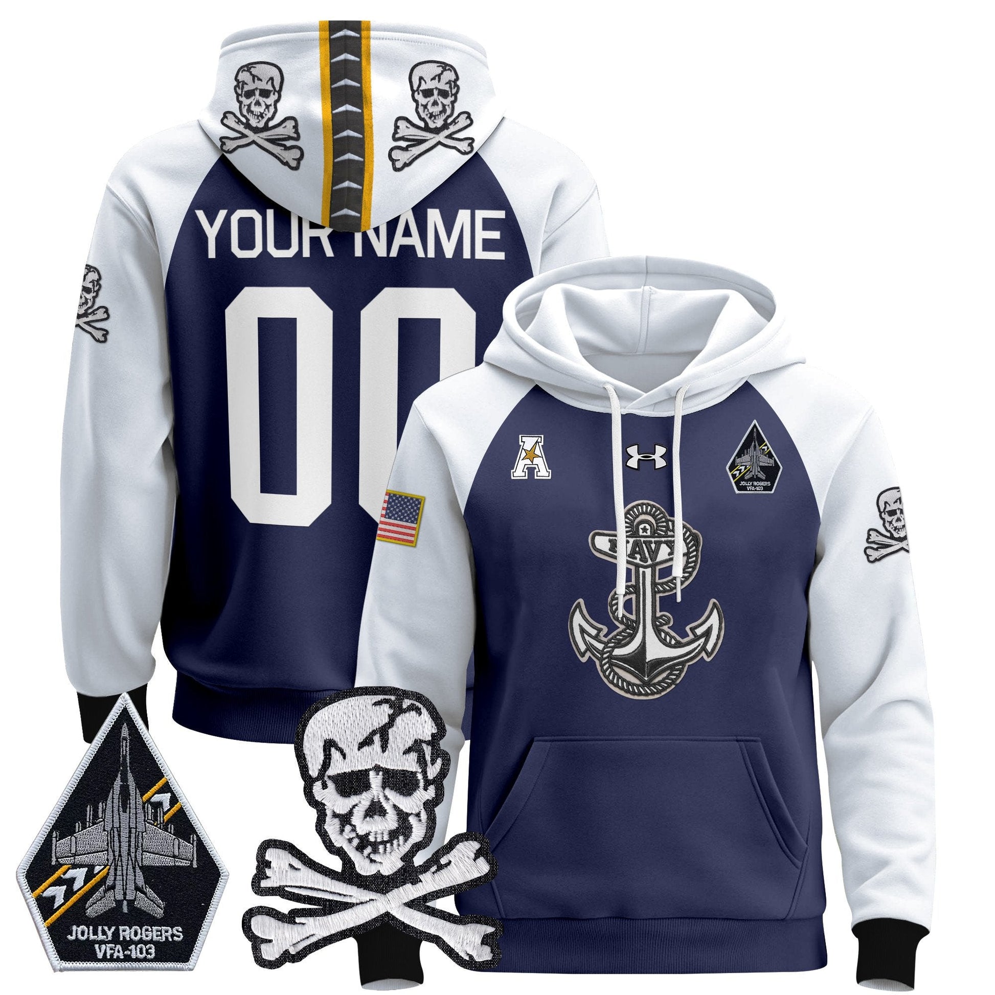 Navy Midshipmen 2025 Custom Pullover Hoodie - Stitched