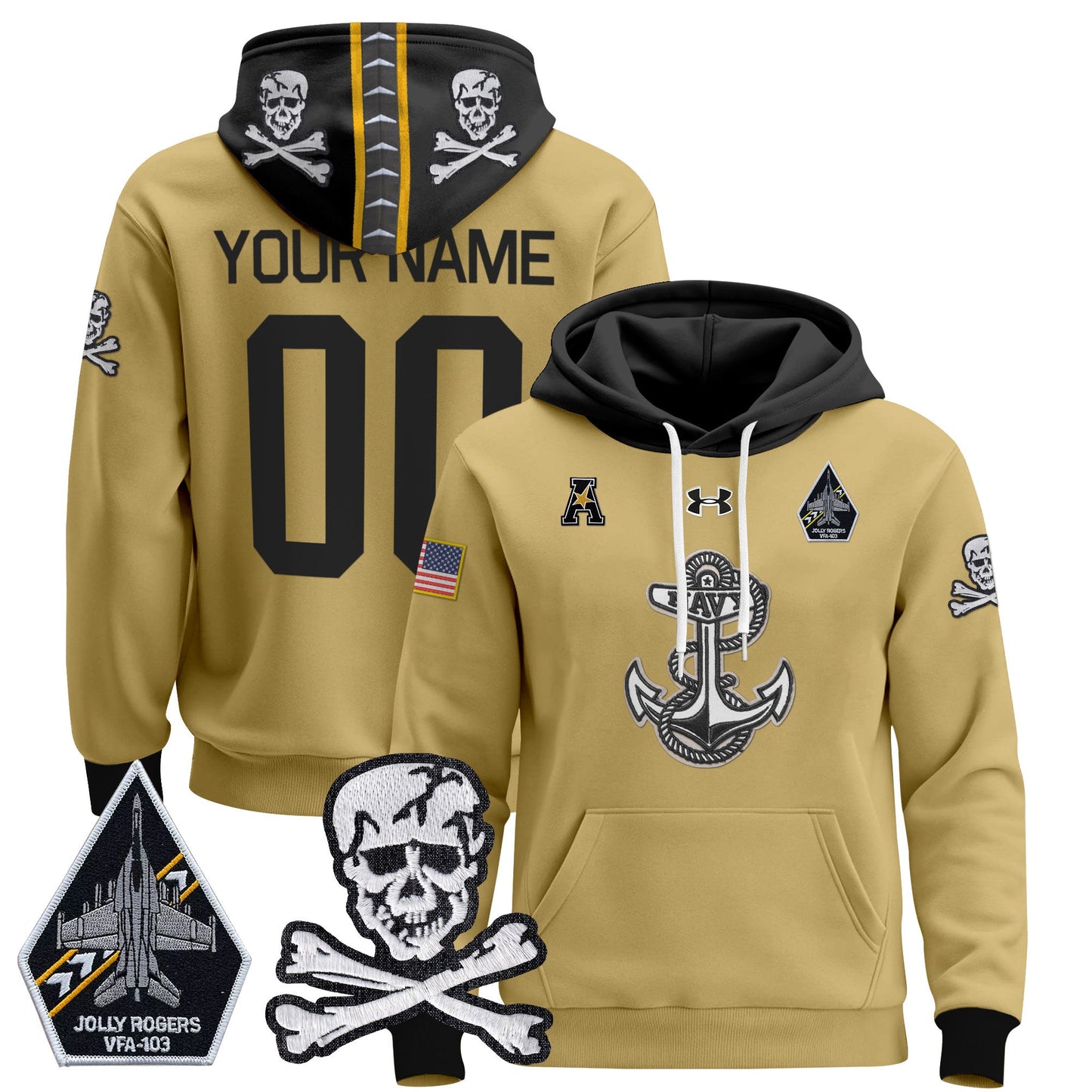 Navy Midshipmen 2025 Custom Pullover Hoodie - Stitched