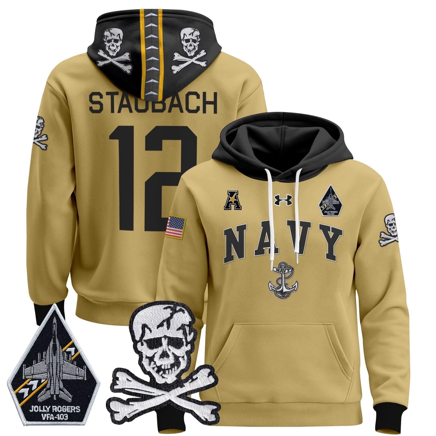 Navy Midshipmen 2024 Pullover Hoodie V4 - Stitched