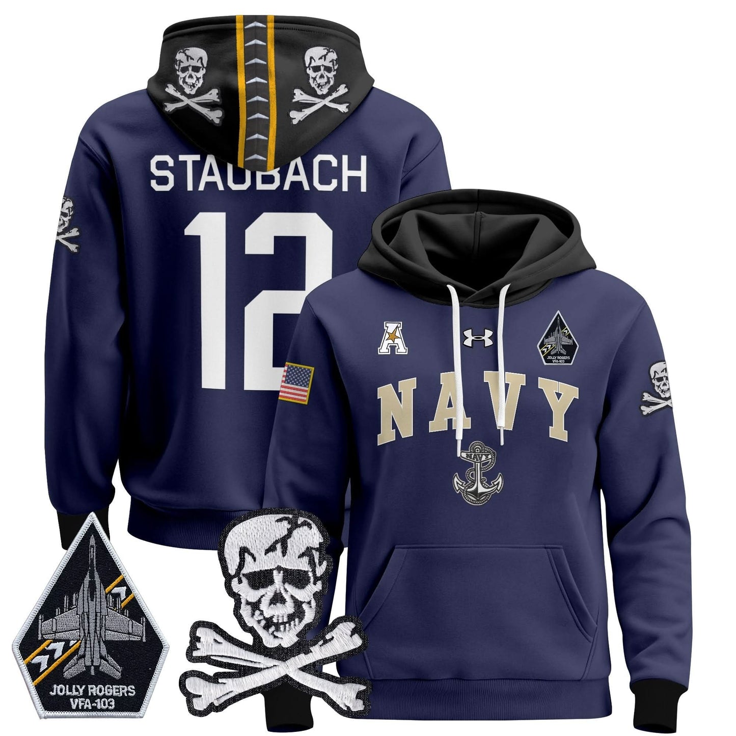Navy Midshipmen 2024 Pullover Hoodie V4 - Stitched
