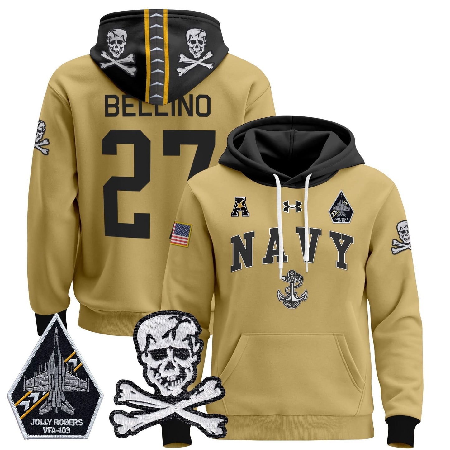 Navy Midshipmen 2024 Pullover Hoodie V4 - Stitched