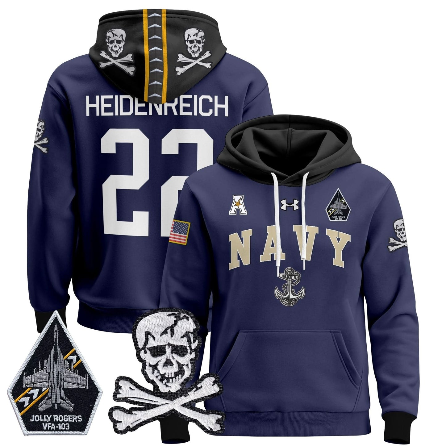 Navy Midshipmen 2024 Pullover Hoodie V4 - Stitched