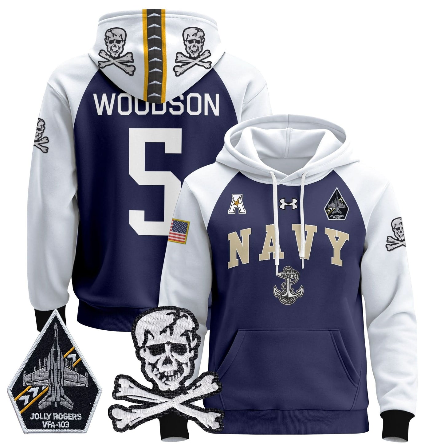 Navy Midshipmen 2024 Pullover Hoodie V4 - Stitched