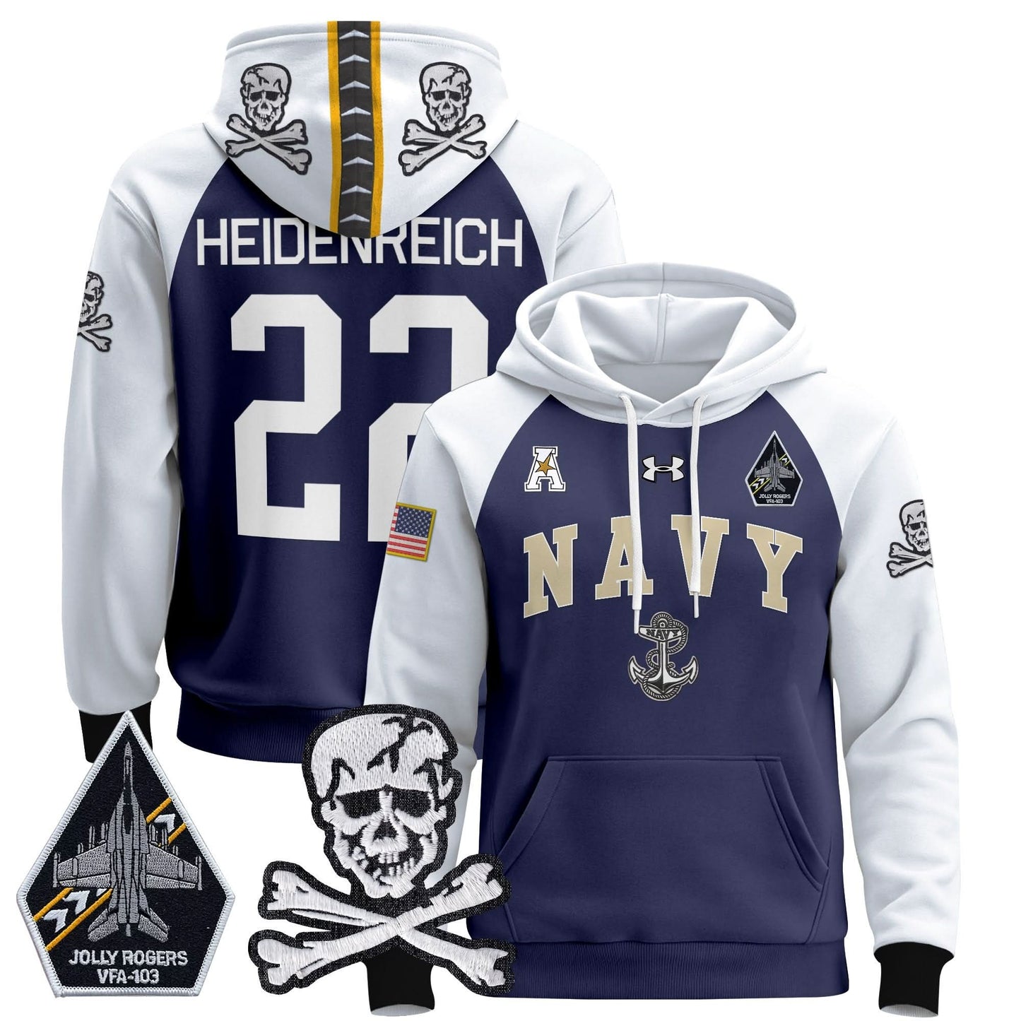 Navy Midshipmen 2024 Pullover Hoodie V4 - Stitched
