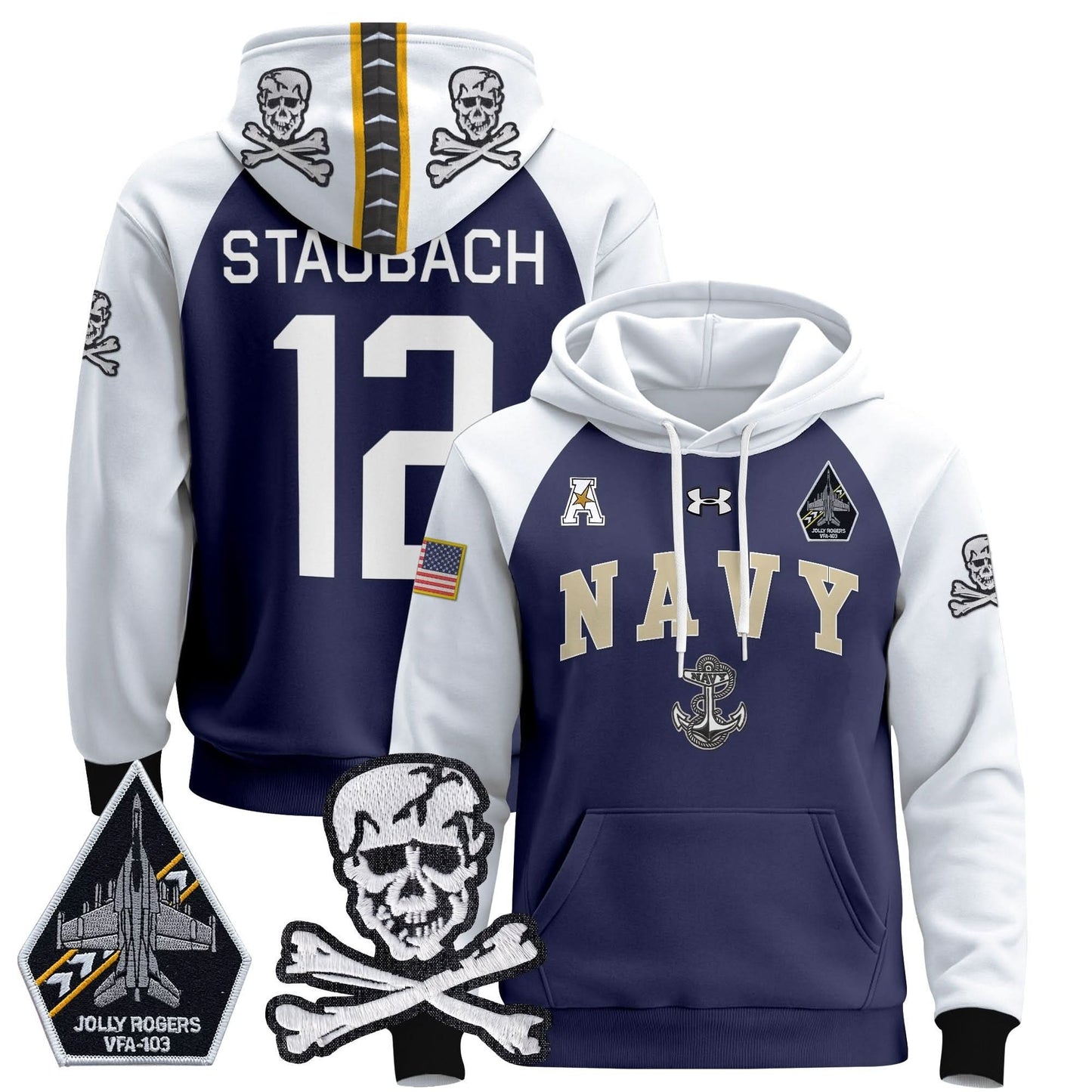 Navy Midshipmen 2024 Pullover Hoodie V4 - Stitched