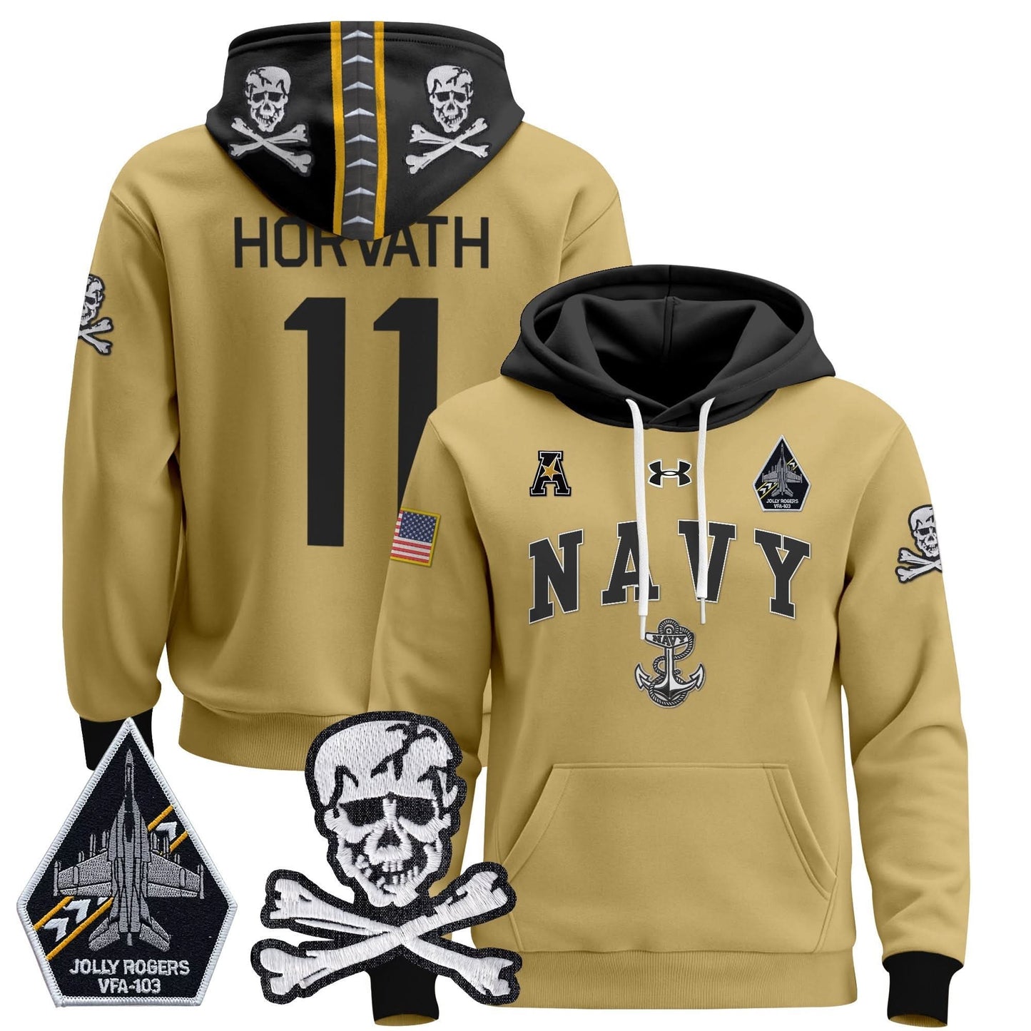 Navy Midshipmen 2024 Pullover Hoodie V4 - Stitched