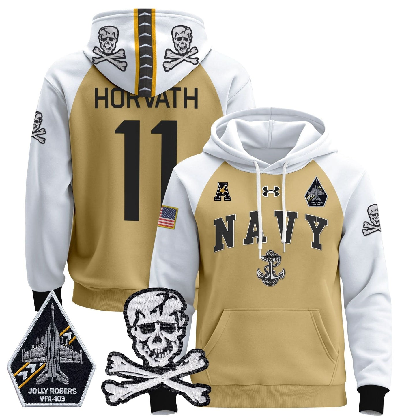 Navy Midshipmen 2024 Pullover Hoodie V4 - Stitched