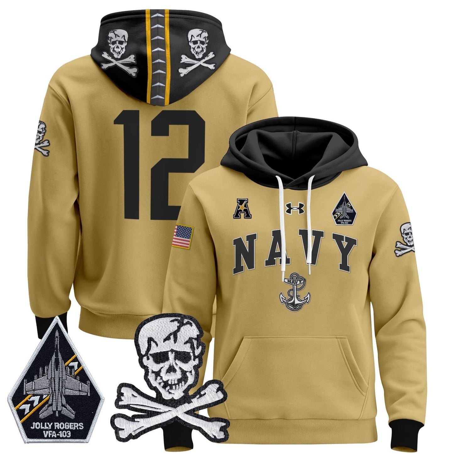 Navy Midshipmen 2024 Pullover Hoodie V4 - Stitched