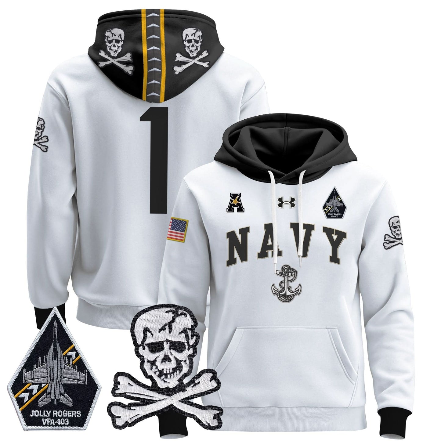 Navy Midshipmen 2024 Pullover Hoodie V4 - Stitched