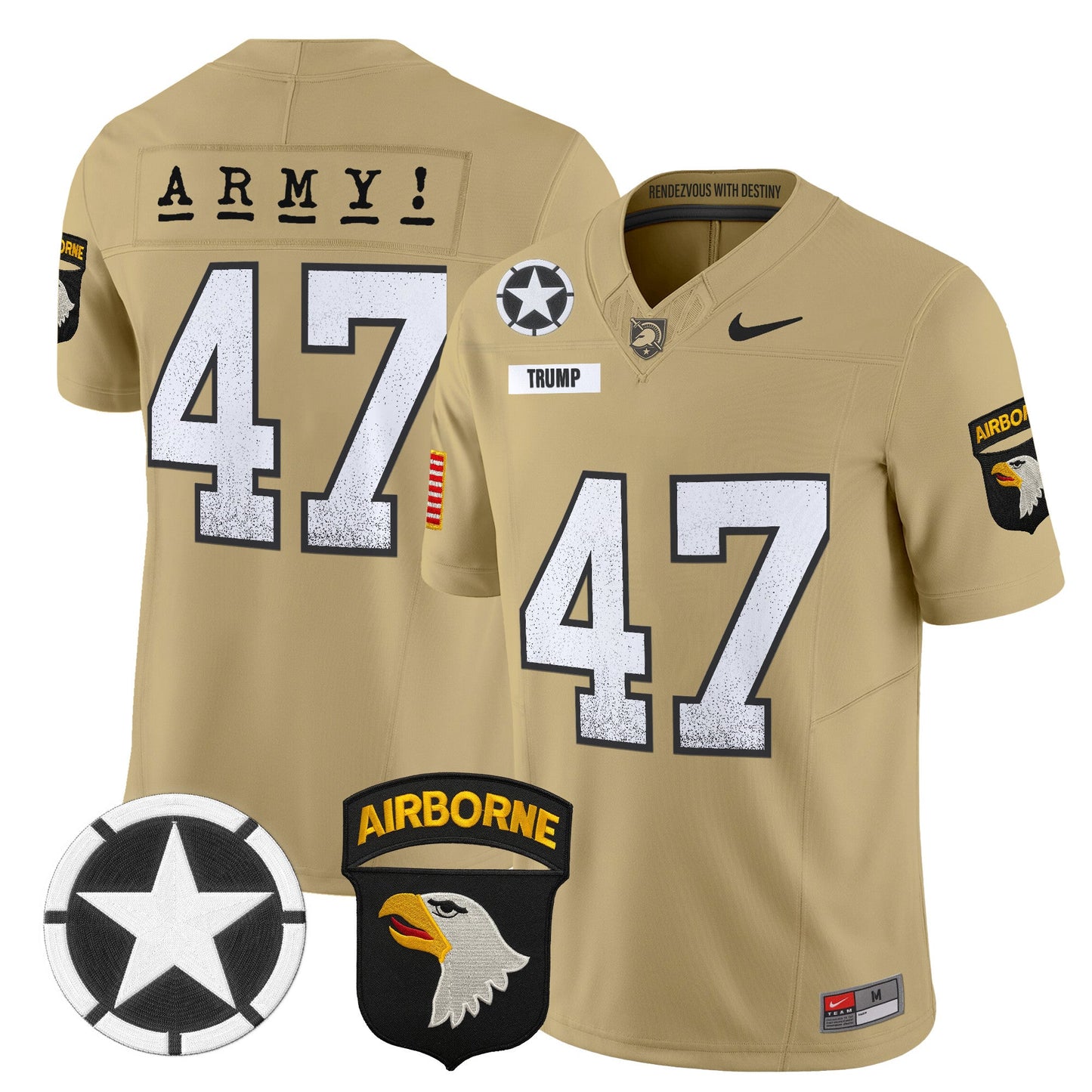 Army Black Knights 101st Airborne Division Patch 2024 Vapor Limited Jersey - All Stitched