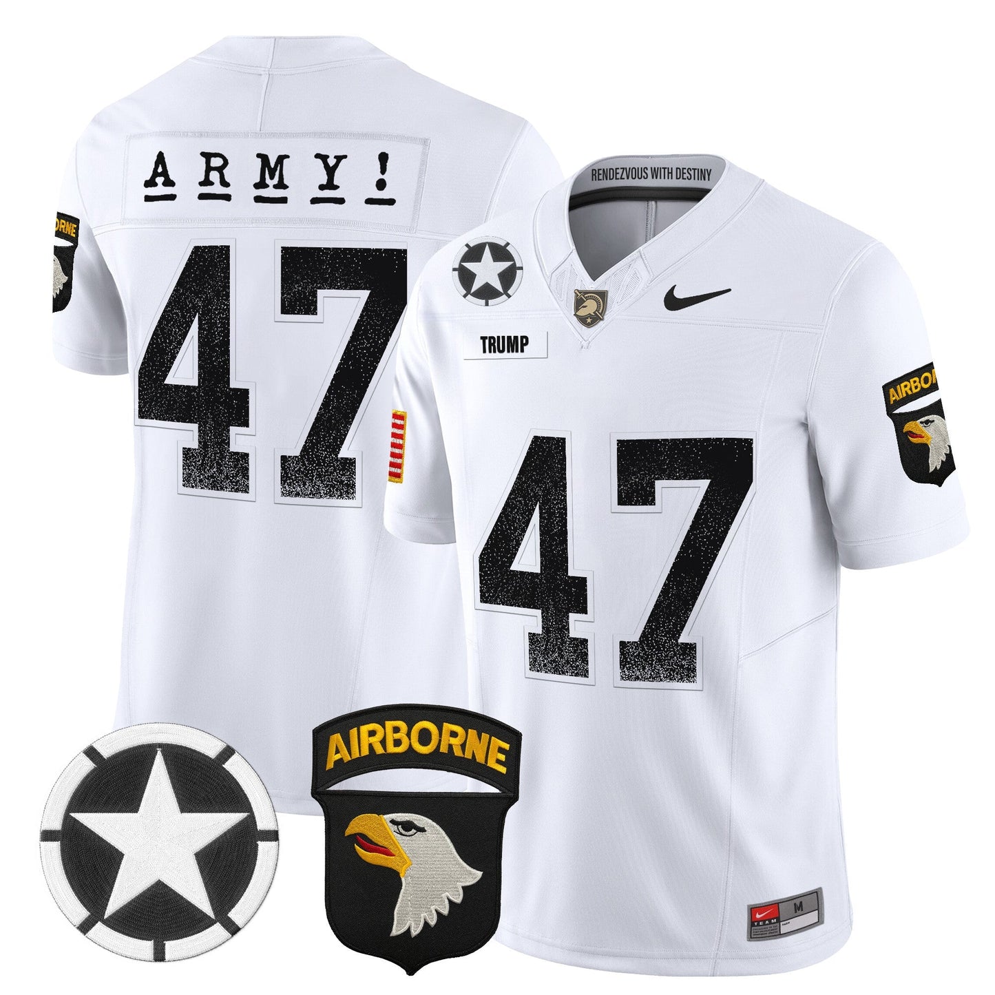 Army Black Knights 101st Airborne Division Patch 2024 Vapor Limited Jersey - All Stitched