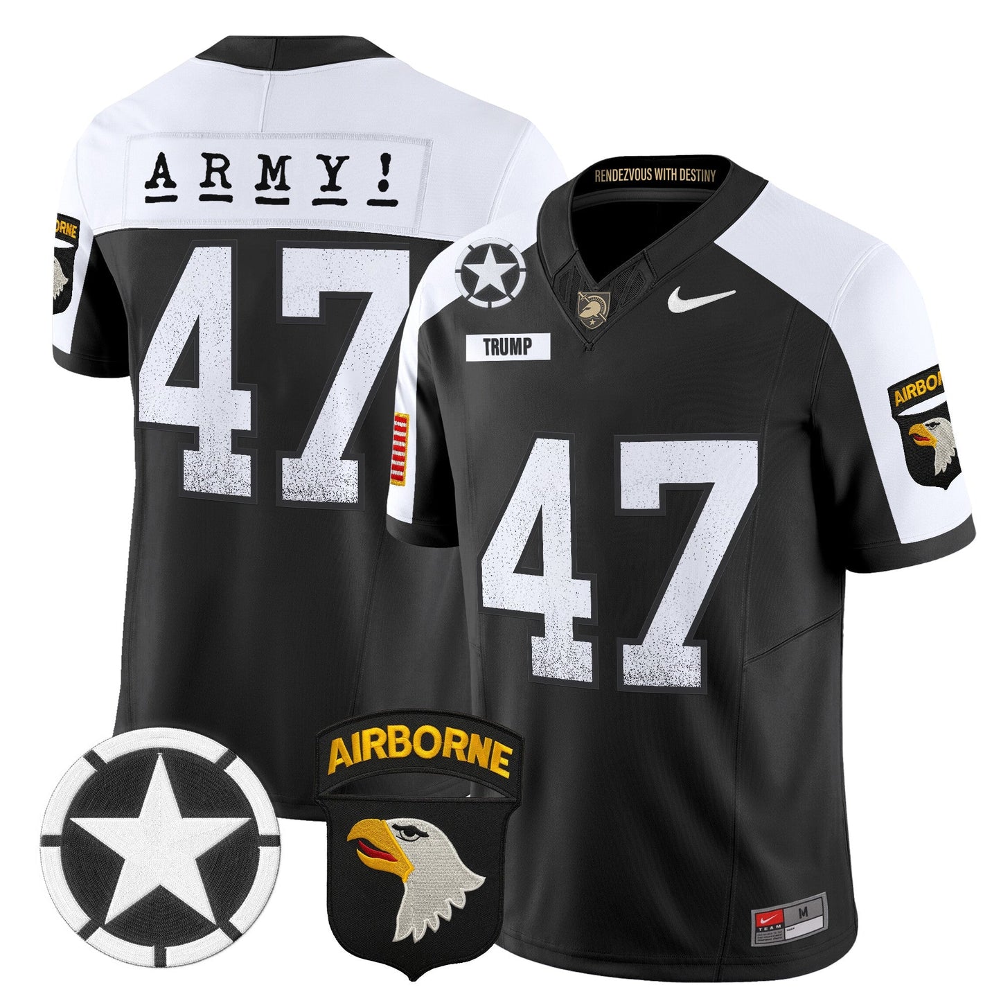Army Black Knights 101st Airborne Division Patch 2024 Vapor Limited Jersey - All Stitched