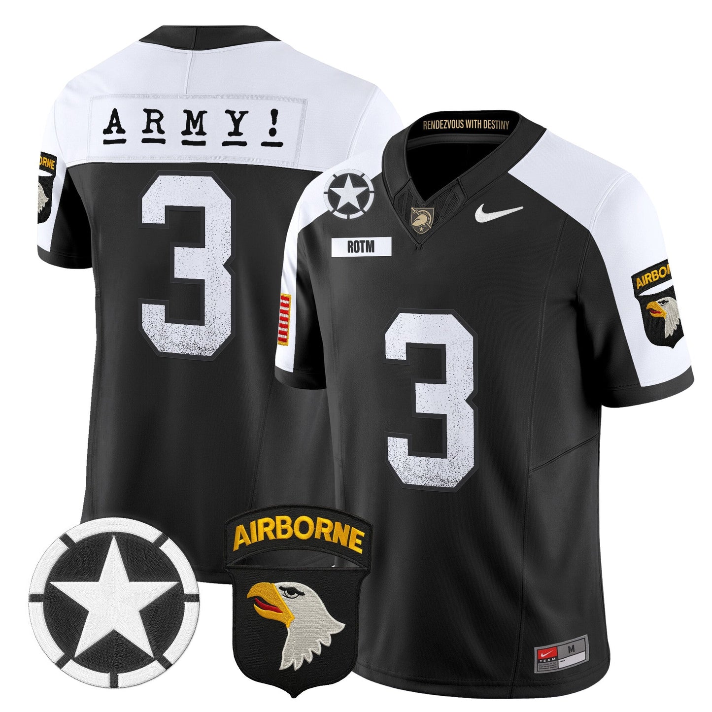 Army Black Knights 101st Airborne Division Patch 2024 Vapor Limited Jersey - All Stitched