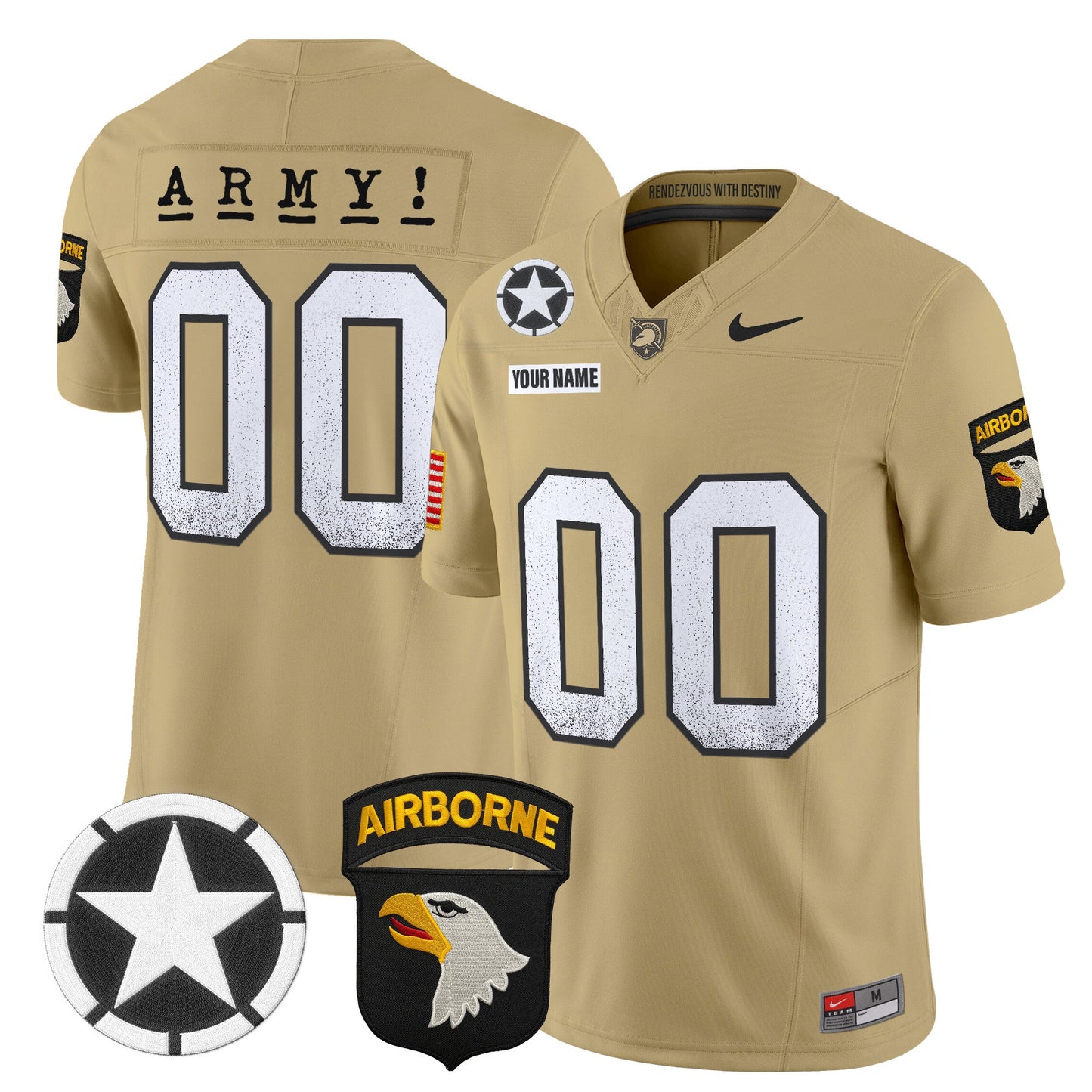 Army Black Knights 2025 Screaming Eagles Vapor Limited Custom Jersey - All Stitched
