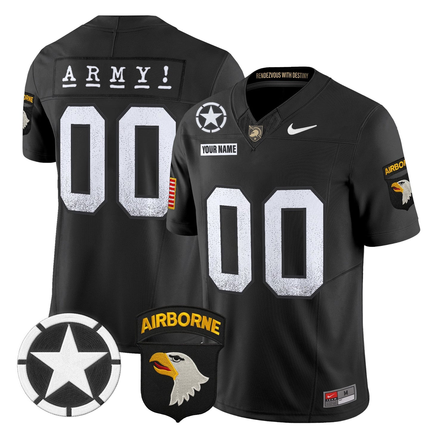Army Black Knights 2025 Screaming Eagles Vapor Limited Custom Jersey - All Stitched