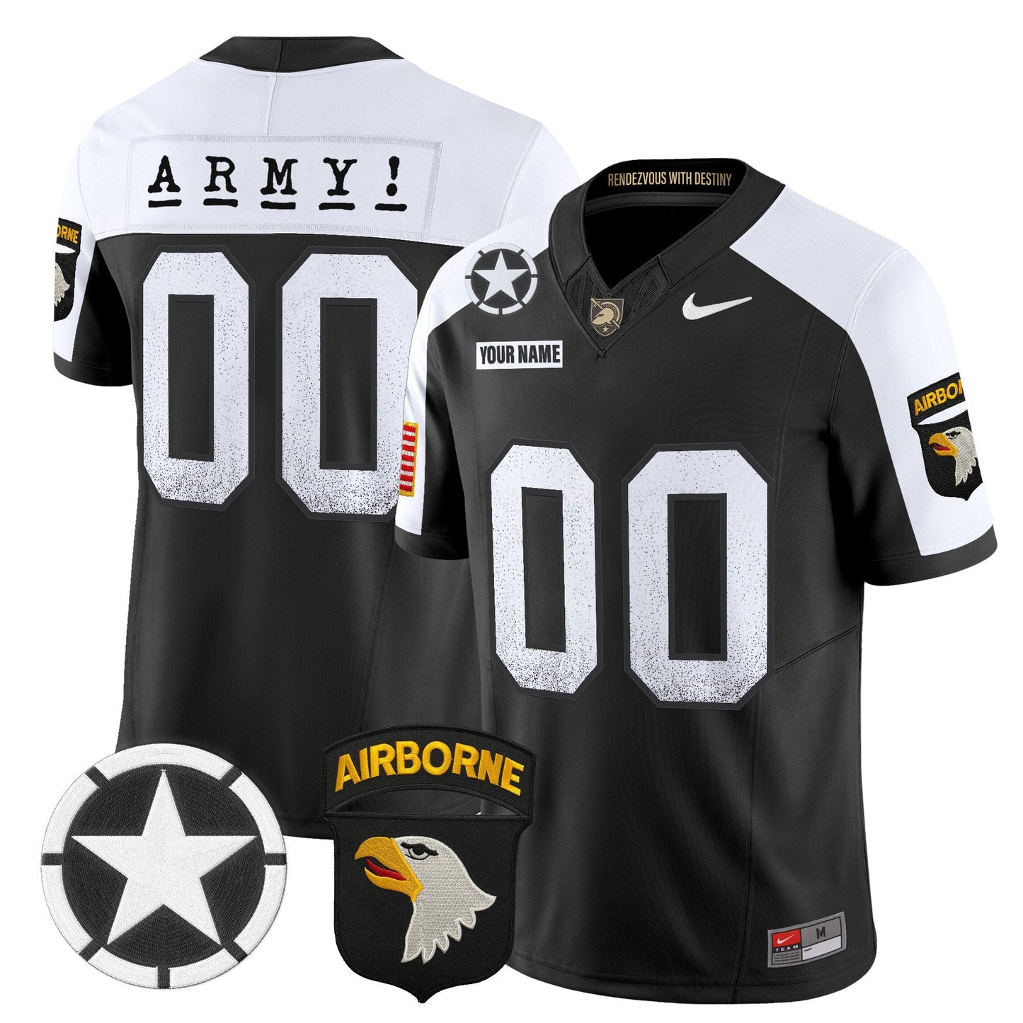 Army Black Knights 2025 Screaming Eagles Vapor Limited Custom Jersey - All Stitched