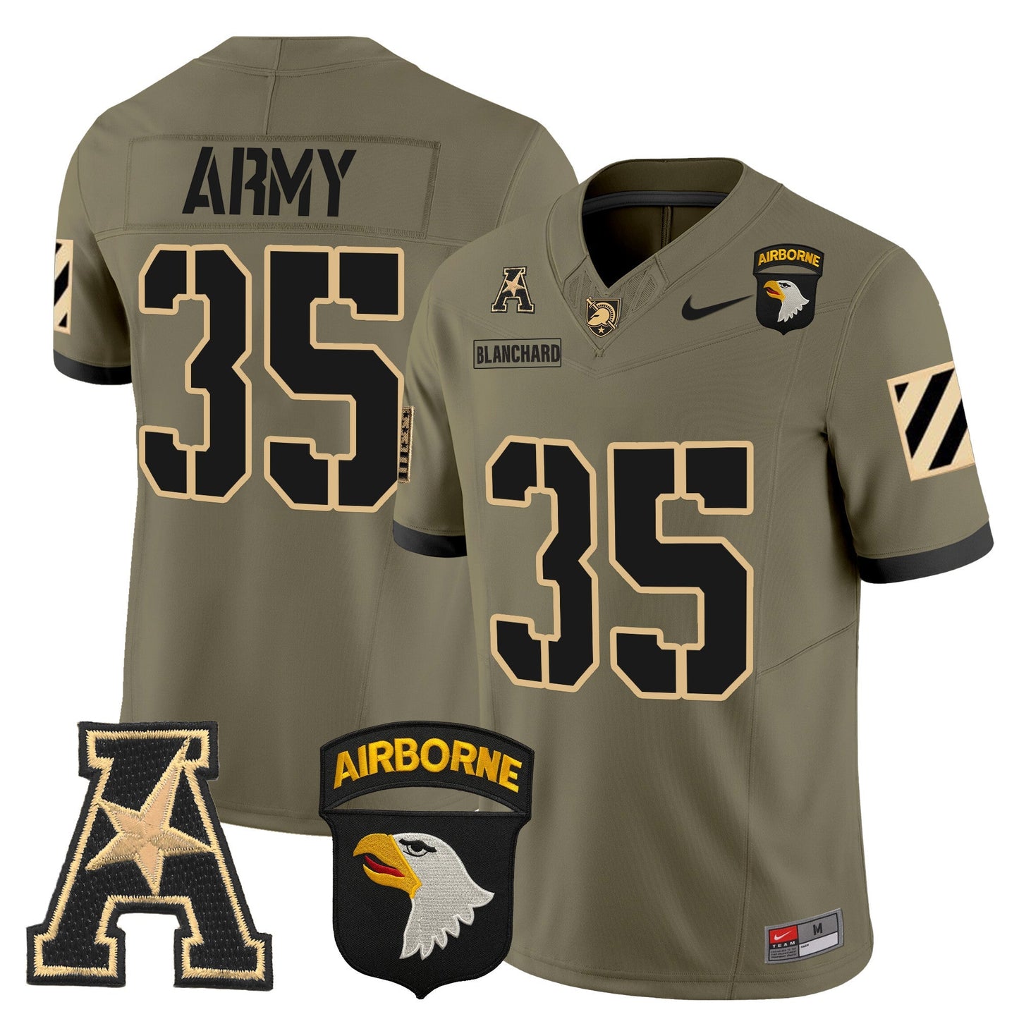Army Black Knights 101st Airborne Division Patch 2024 Vapor Limited Jersey V3 - All Stitched