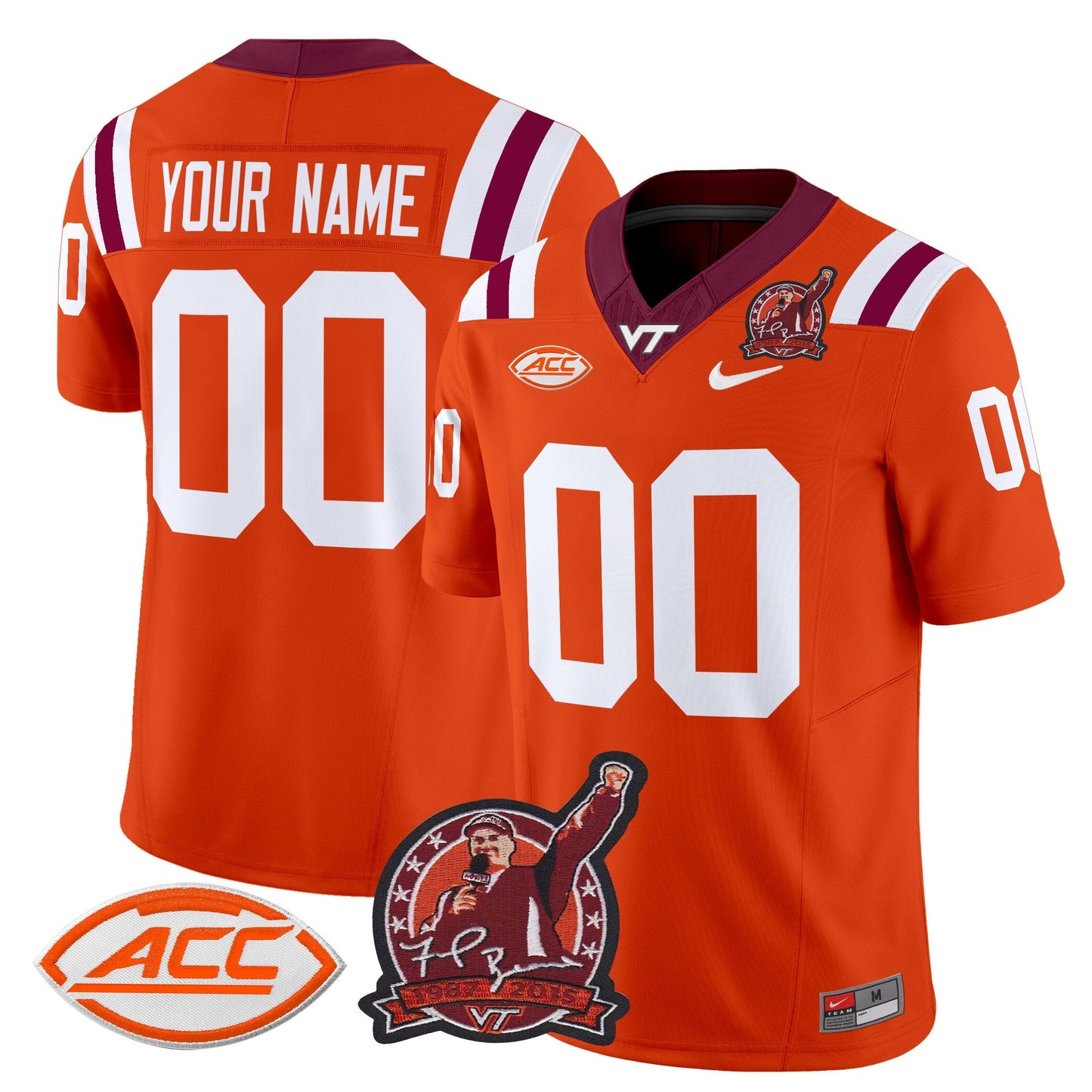 Virginia Tech Hokies Coach Frank Beamer Patch 2024 Vapor Limited Custom Jersey - All Stitched