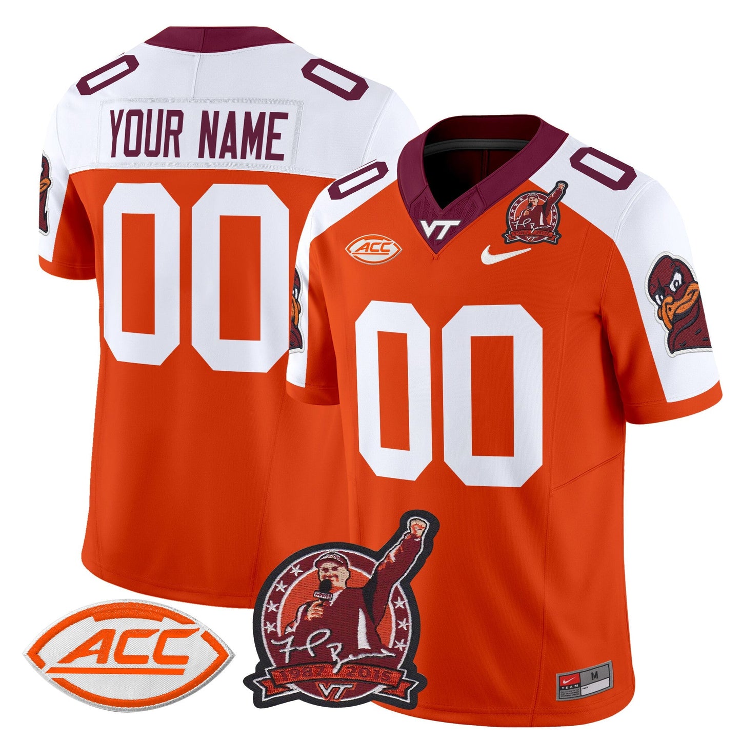 Virginia Tech Hokies Coach Frank Beamer Patch 2024 Vapor Limited Custom Jersey - All Stitched