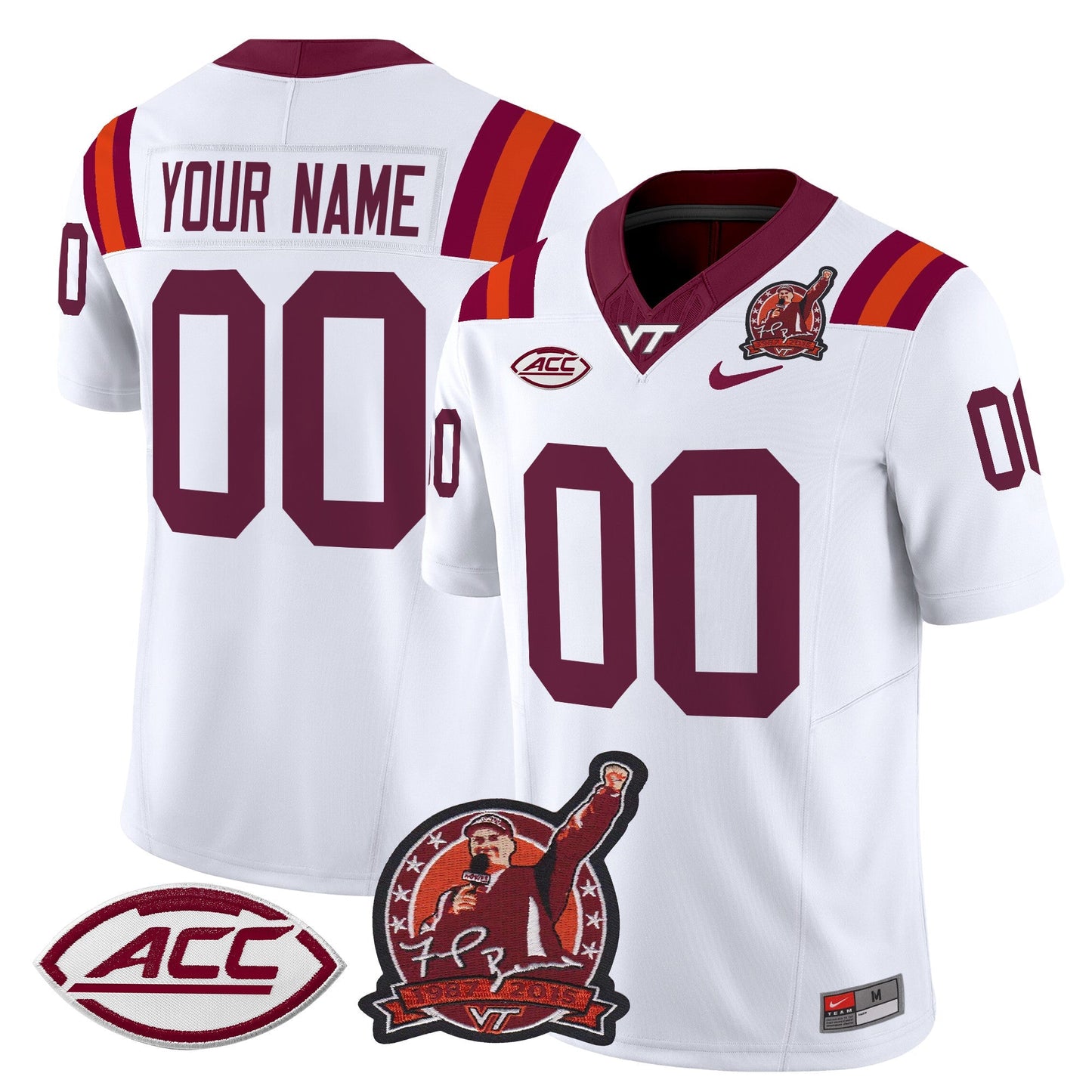 Virginia Tech Hokies Coach Frank Beamer Patch 2024 Vapor Limited Custom Jersey - All Stitched
