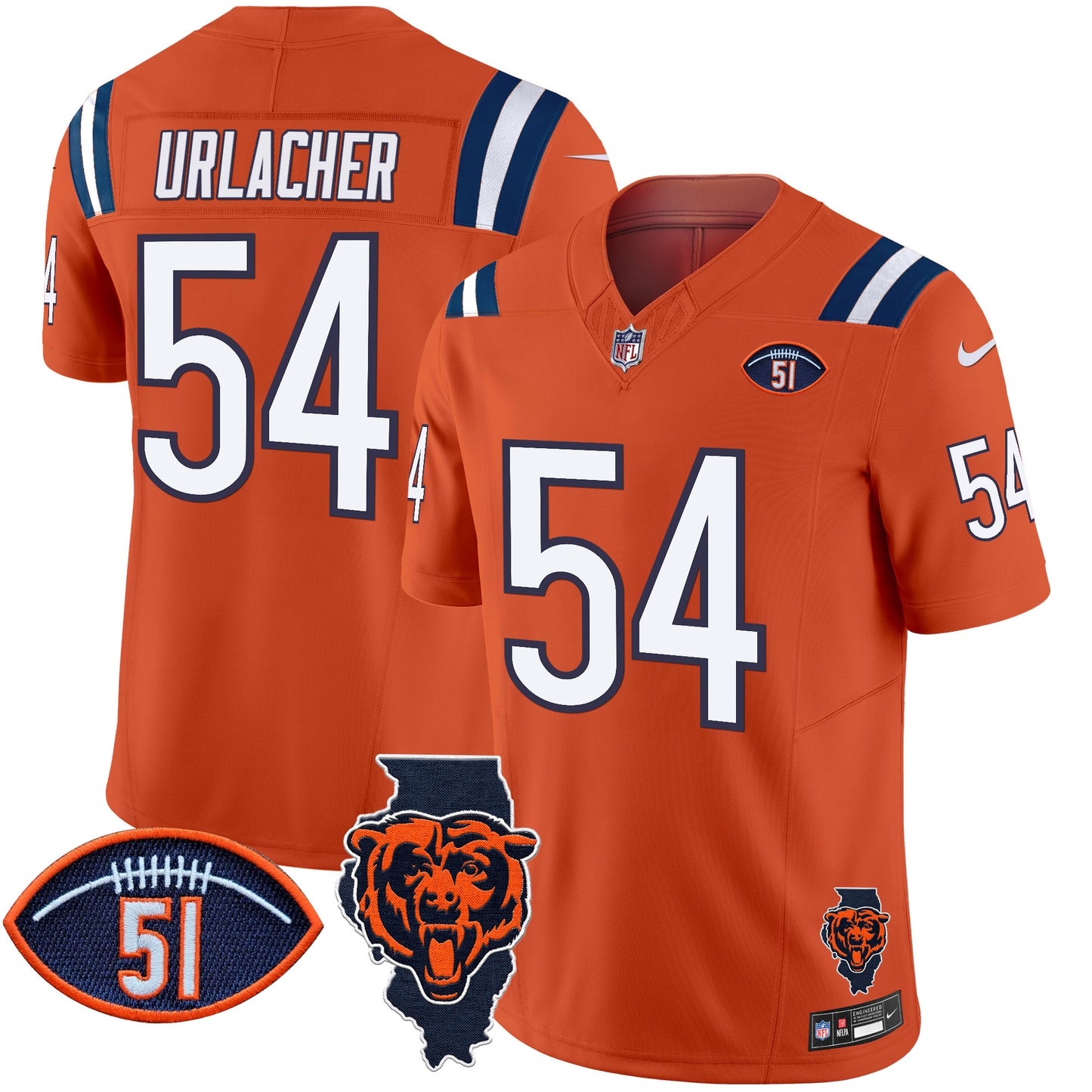 Men's Bears Illinois Patch Vapor Limited Jersey V2 - All Stitched