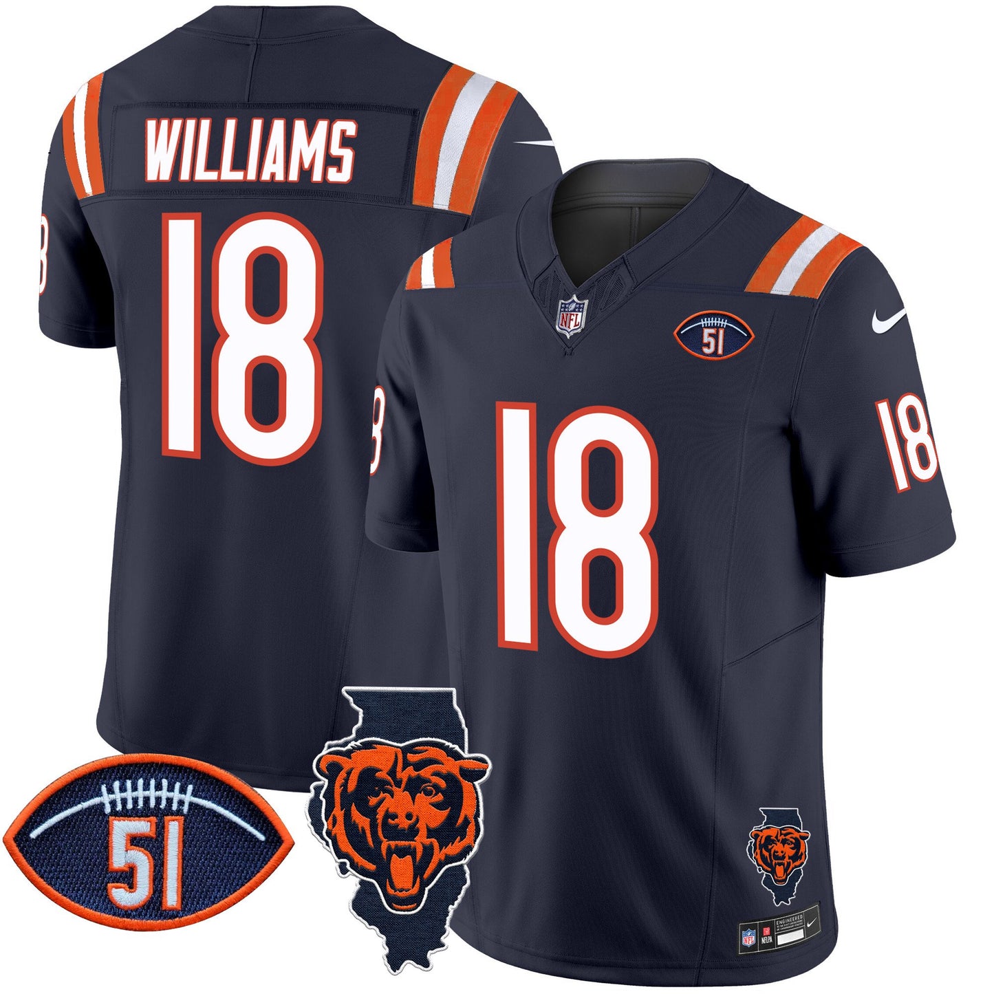 Men's Bears Illinois Patch Vapor Limited Jersey V2 - All Stitched