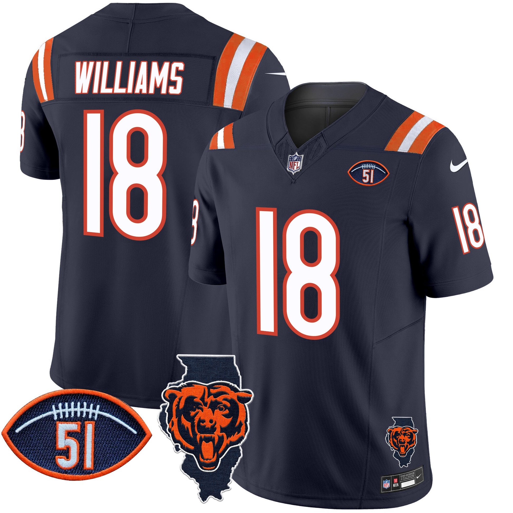 Men's Bears Illinois Patch Vapor Limited Jersey V2 - All Stitched