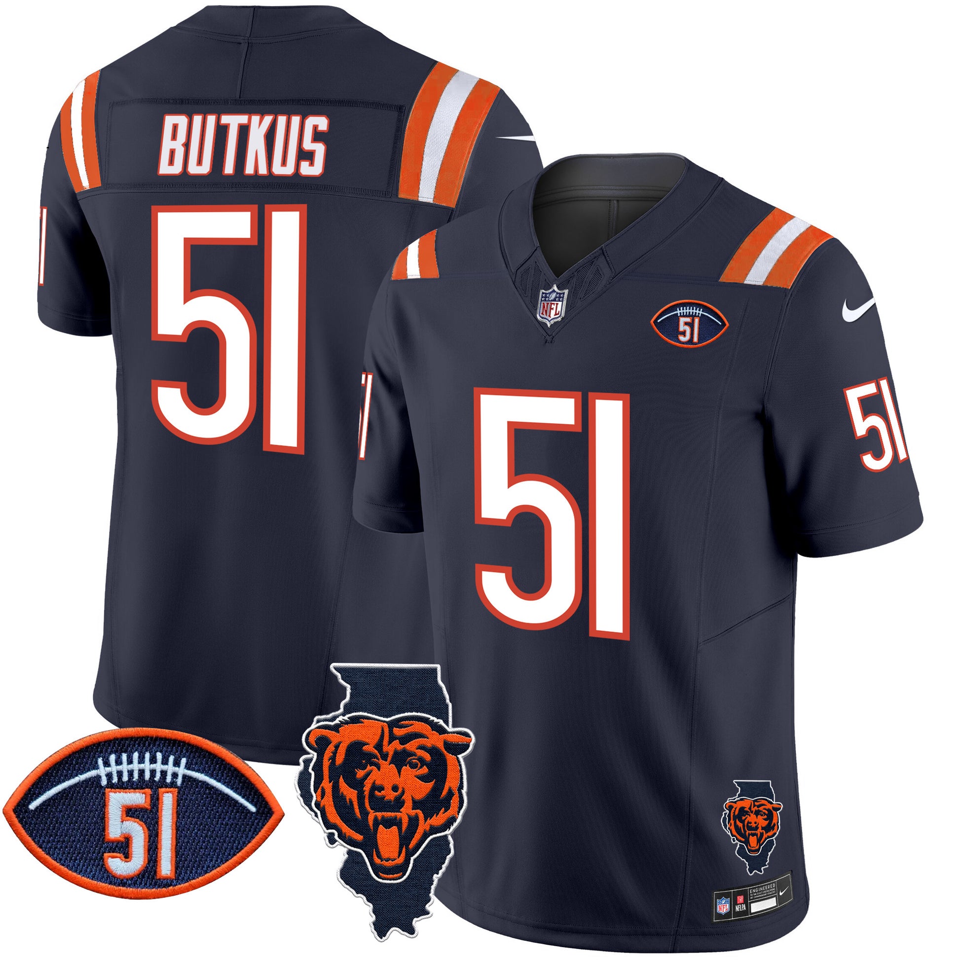 Men's Bears Illinois Patch Vapor Limited Jersey V2 - All Stitched