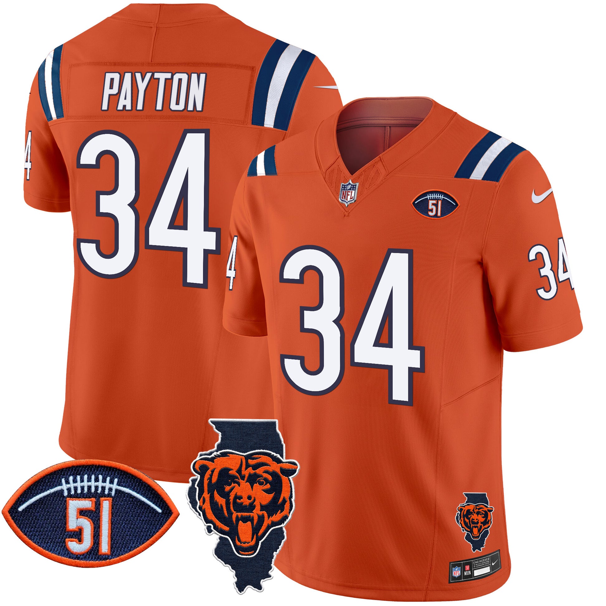Men's Bears Illinois Patch Vapor Limited Jersey V2 - All Stitched