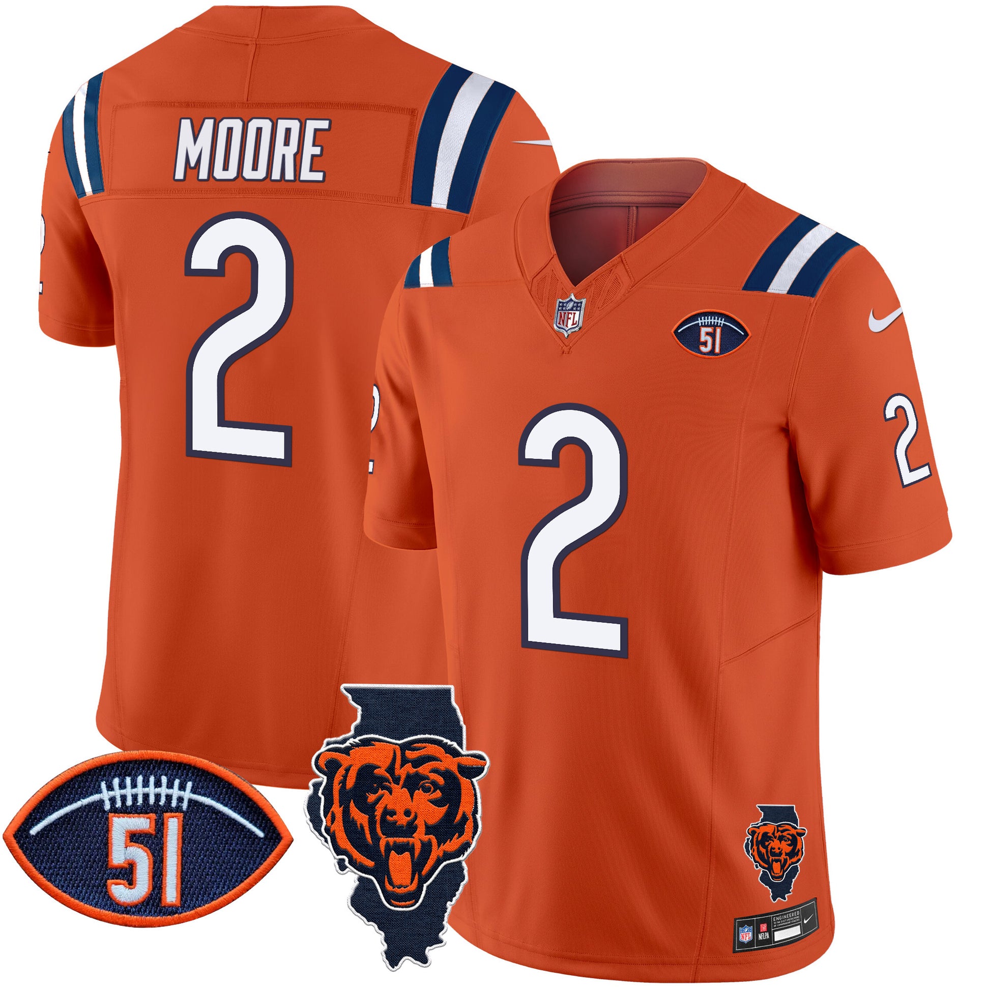 Men's Bears Illinois Patch Vapor Limited Jersey V2 - All Stitched