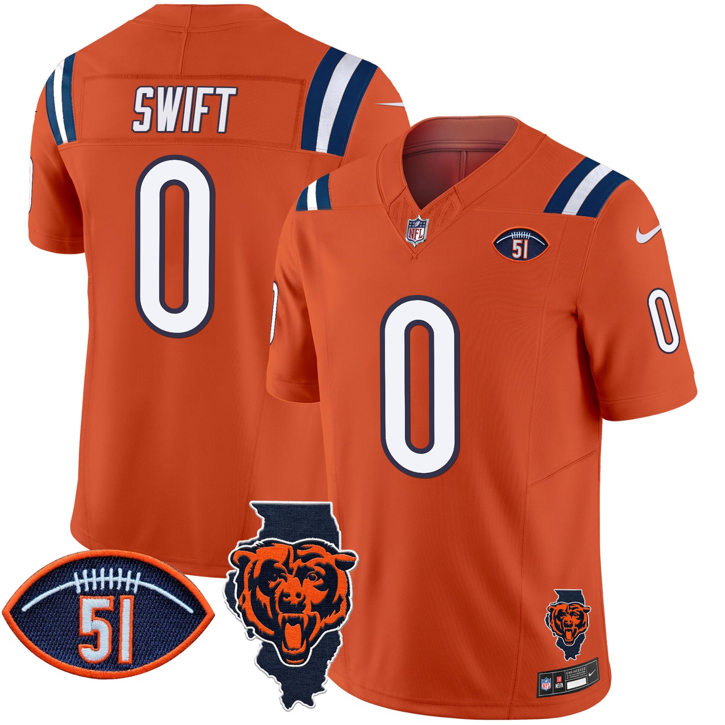 Men's Bears Illinois Patch Vapor Limited Jersey V2 - All Stitched
