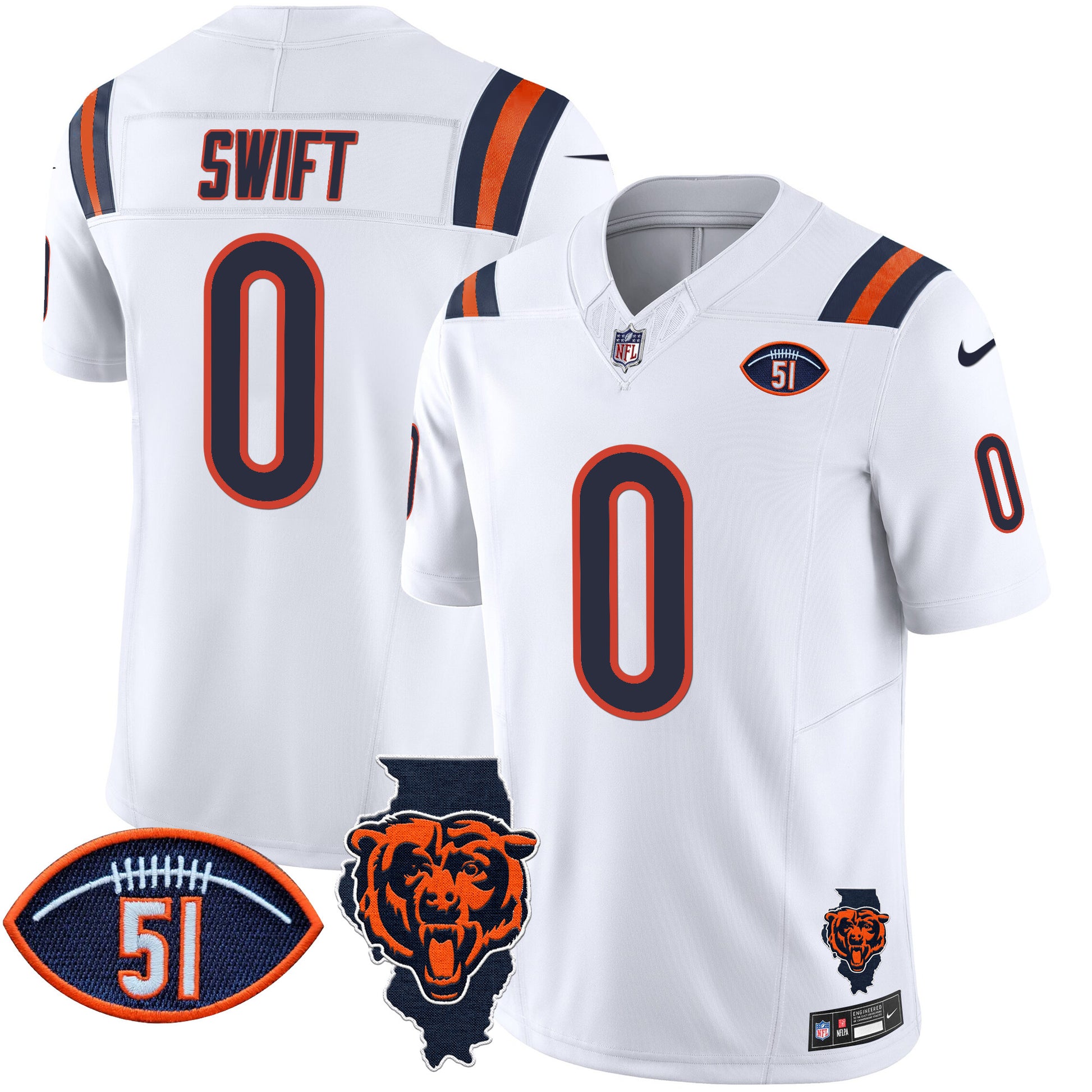 Men's Bears Illinois Patch Vapor Limited Jersey V2 - All Stitched