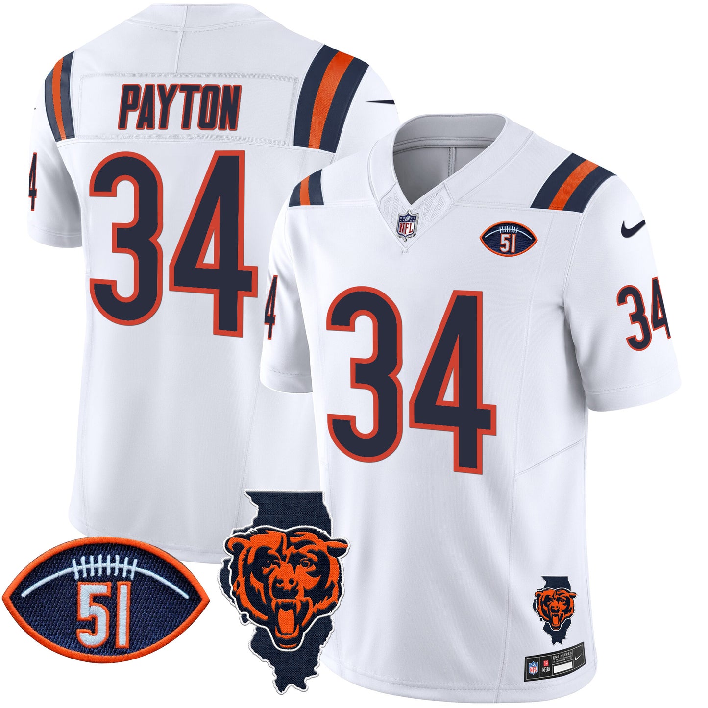 Men's Bears Illinois Patch Vapor Limited Jersey V2 - All Stitched