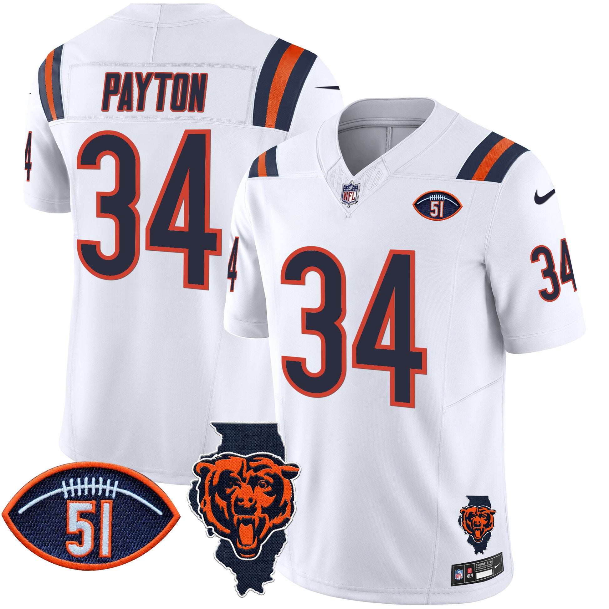 Men's Bears Illinois Patch Vapor Limited Jersey V2 - All Stitched