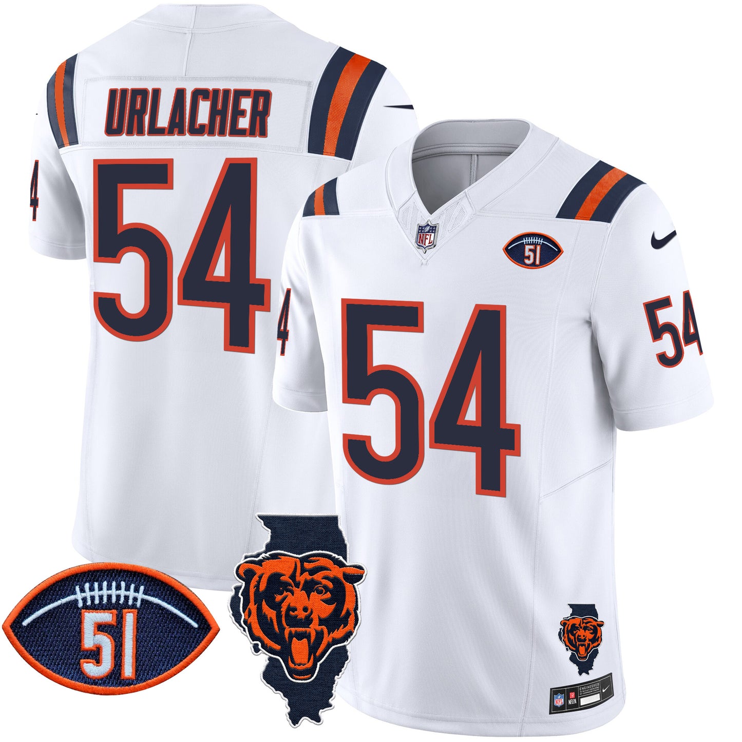 Men's Bears Illinois Patch Vapor Limited Jersey V2 - All Stitched