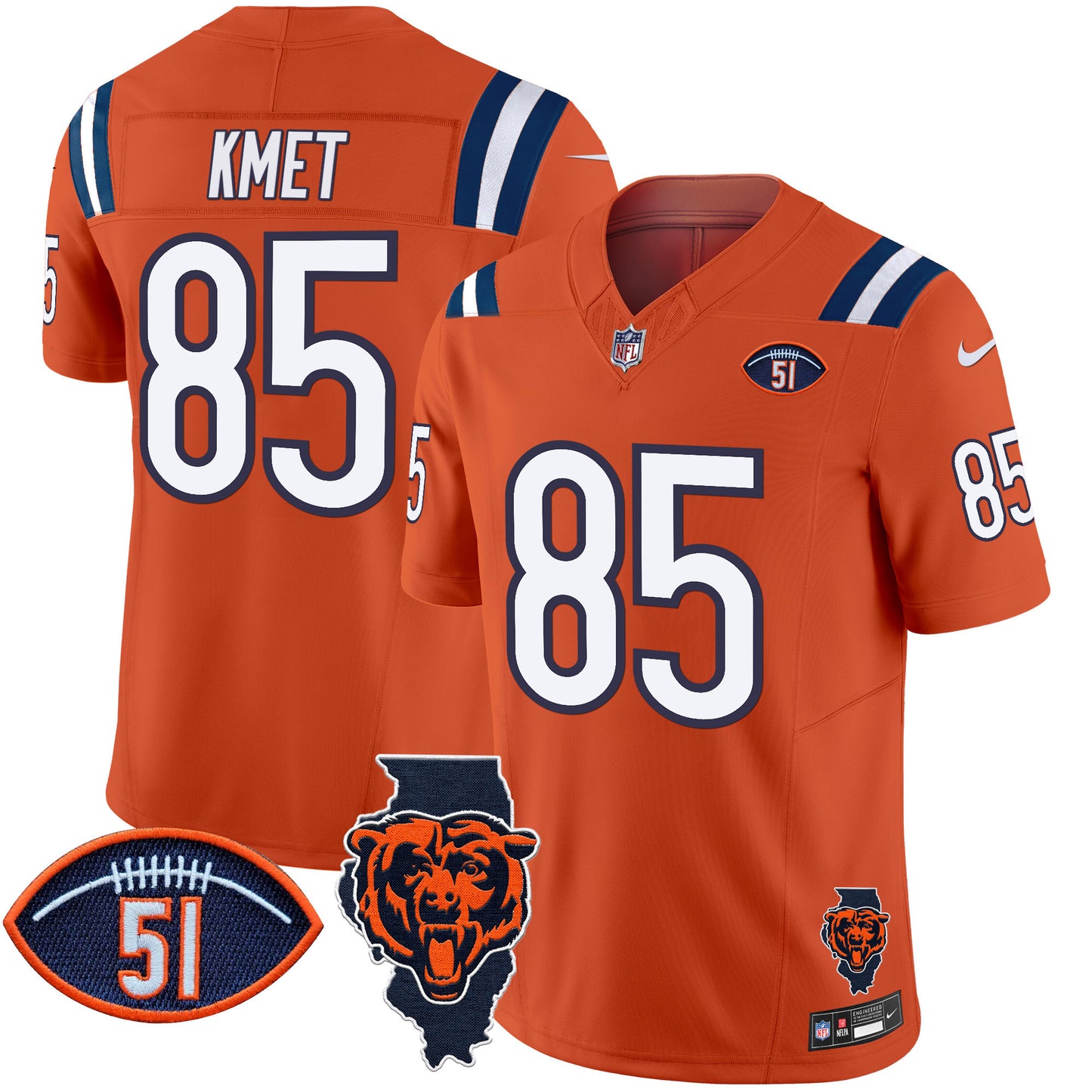 Men's Bears Illinois Patch Vapor Limited Jersey V2 - All Stitched