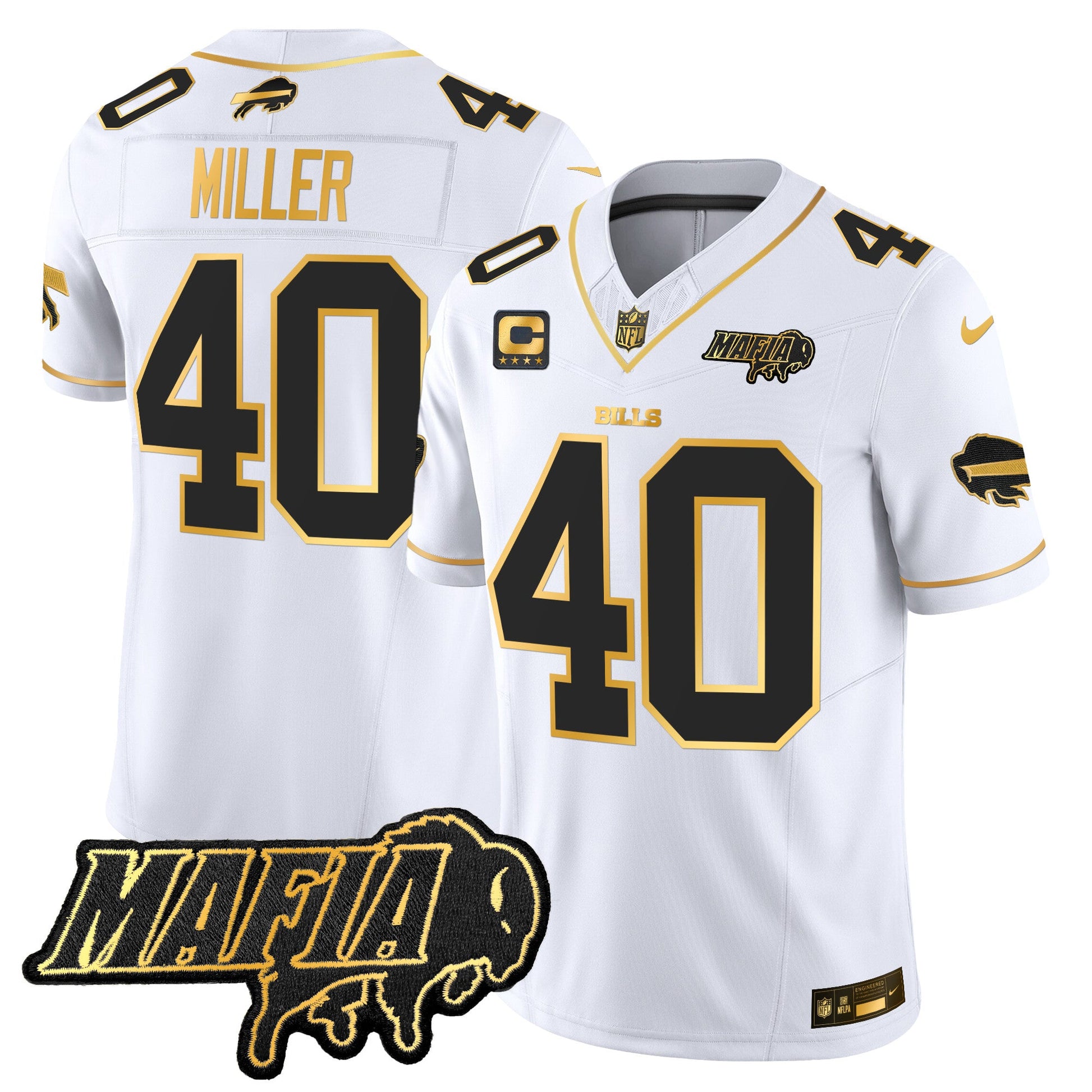 Men's Buffalo Bills 2025 Bills Mafia Patch Gold Vapor Limited Jersey - All Stitched