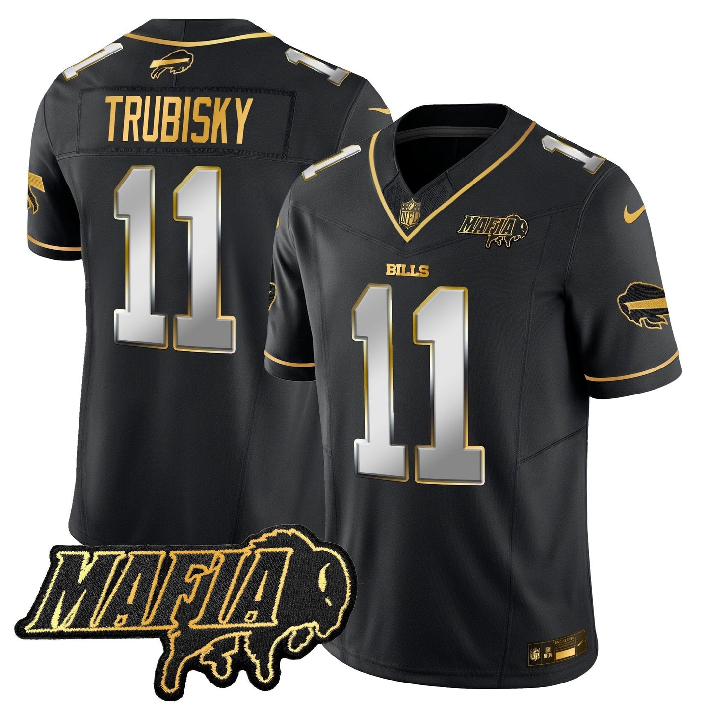 BUF 2024 Bills Mafia Patch Gold Vapor Limited Jersey - All Stitched