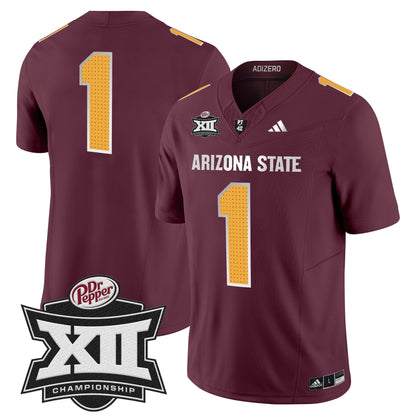 Sun Devils 2024 Big 12 Championship Patch Vapor Limited Jersey V2 - Stitched