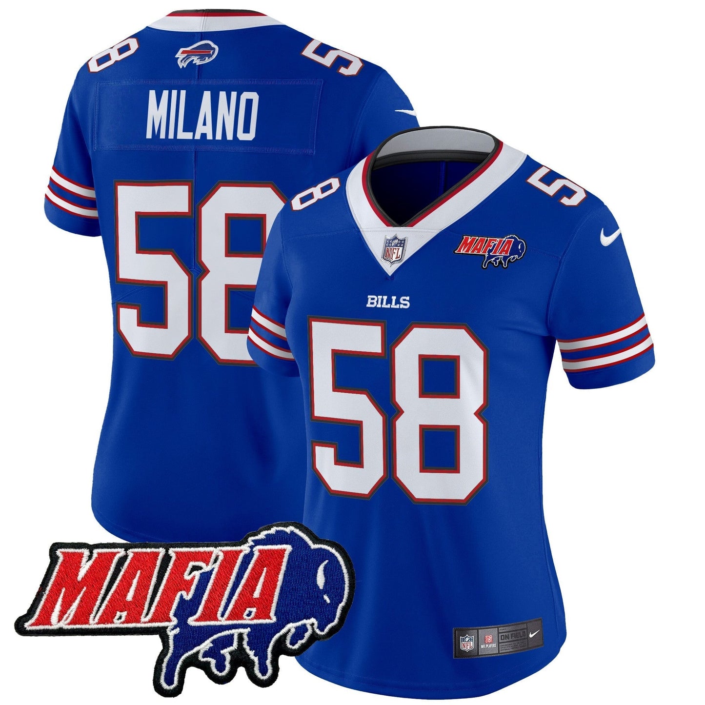Women's BUF 2024 Bills Mafia Patch Vapor Limited Jersey - All Stitched