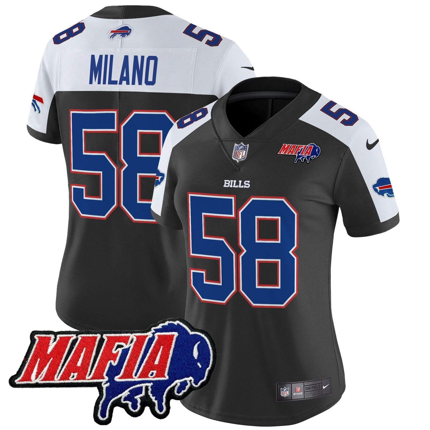 Women's BUF 2024 Bills Mafia Patch Vapor Limited Jersey - All Stitched
