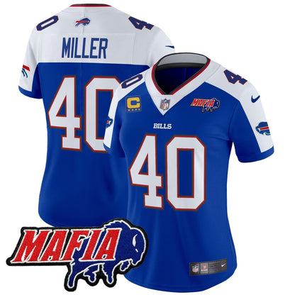 Women's BUF 2024 Bills Mafia Patch Vapor Limited Jersey - All Stitched