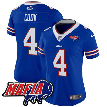 Women's BUF 2024 Bills Mafia Patch Vapor Limited Jersey - All Stitched