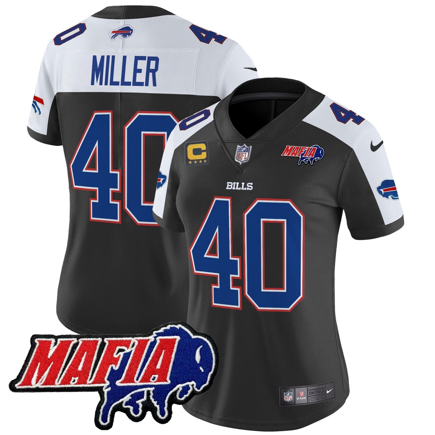 Women's BUF 2024 Bills Mafia Patch Vapor Limited Jersey - All Stitched